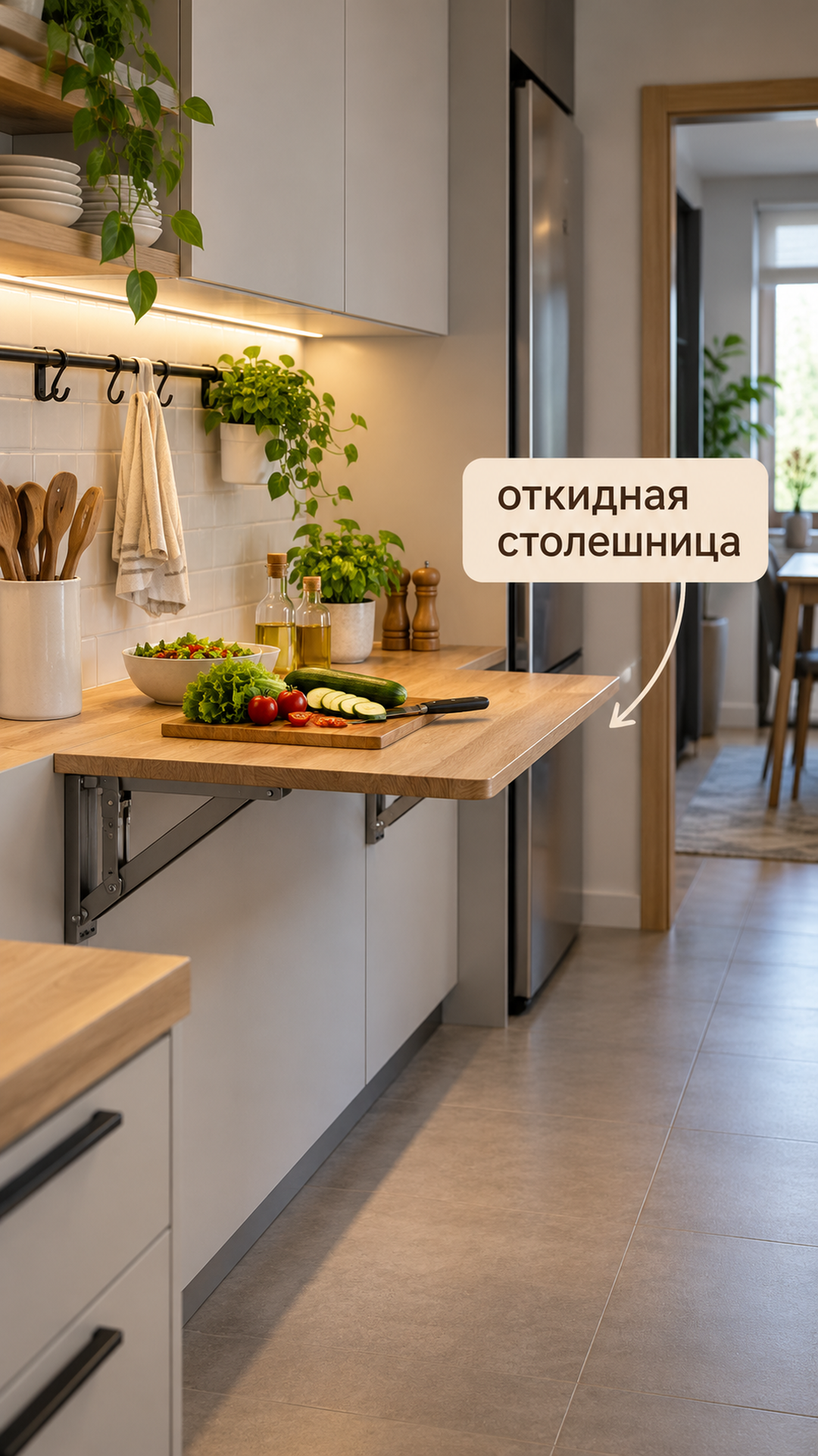 Откидная столешница у стены