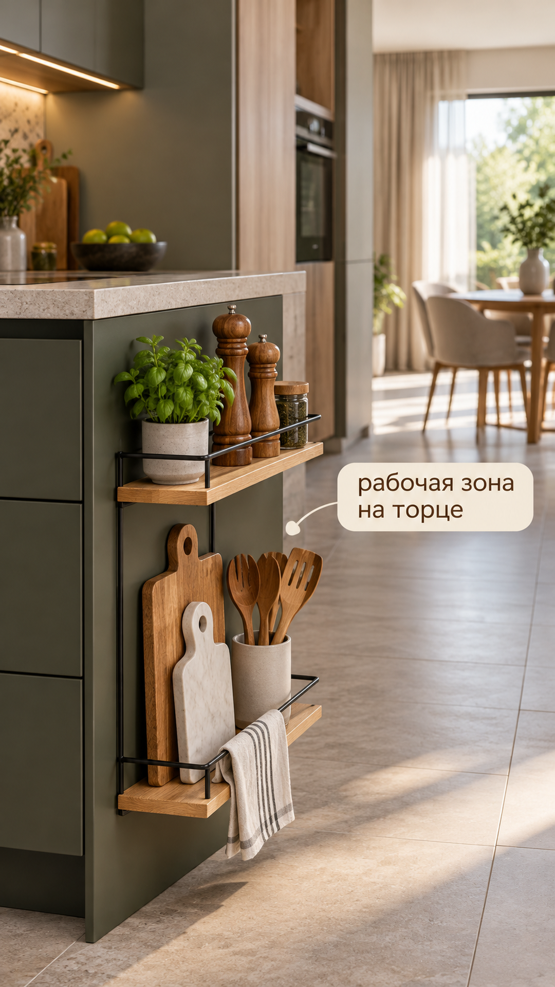 Рабочая зона на торце шкафа