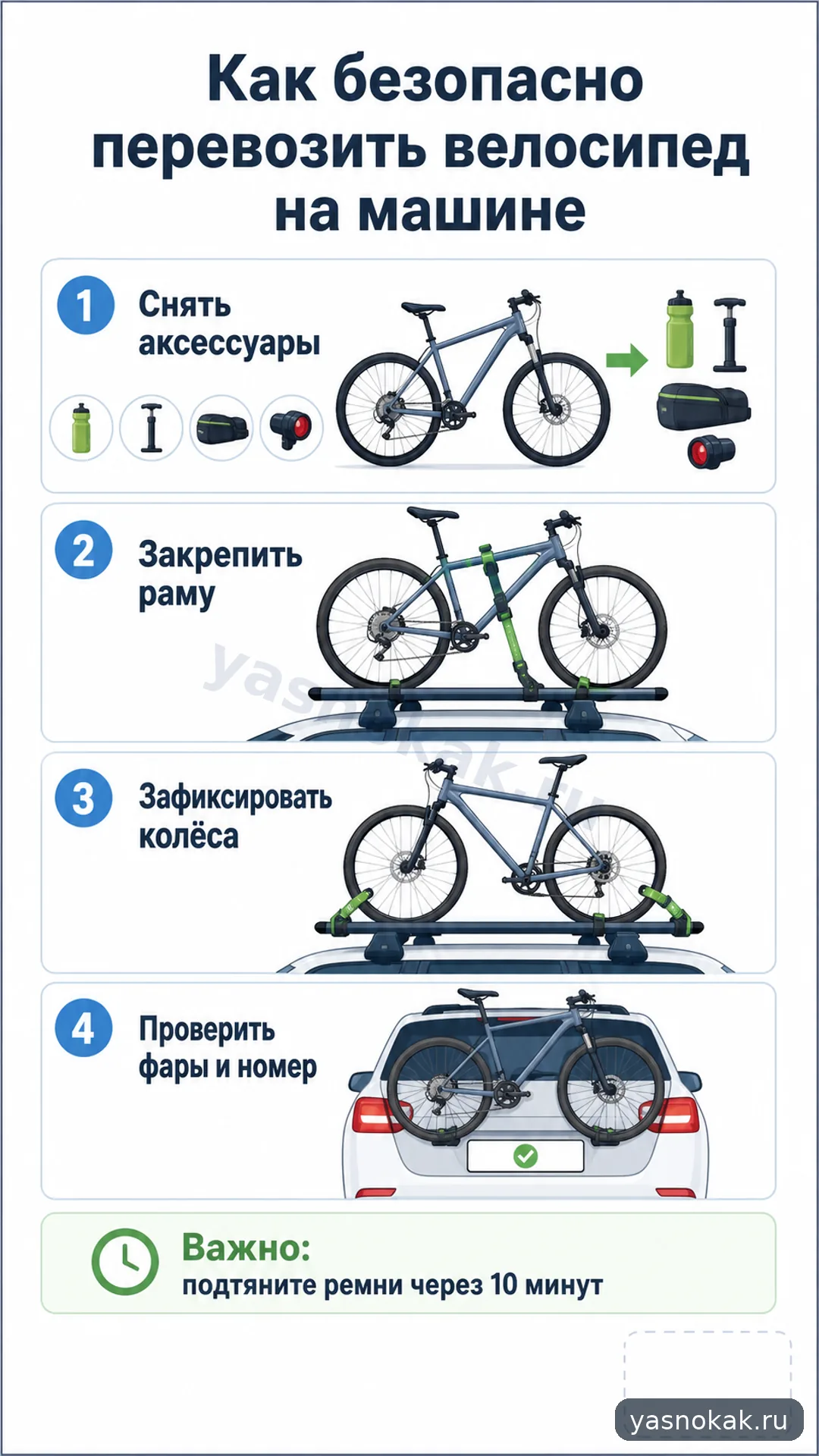 Схема: Как безопасно перевозить велосипед на машине