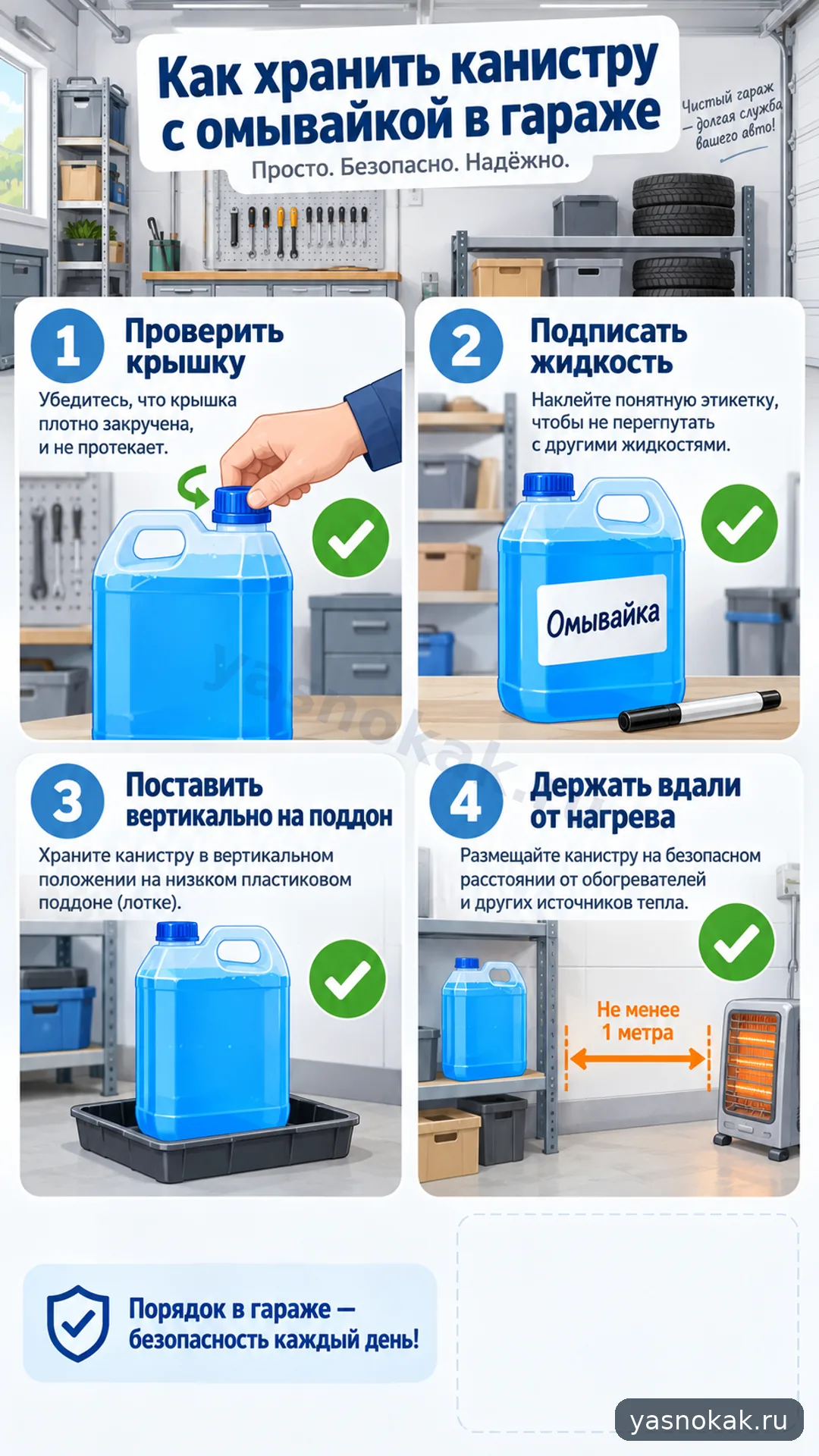 Схема: Как хранить канистру с омывайкой в гараже