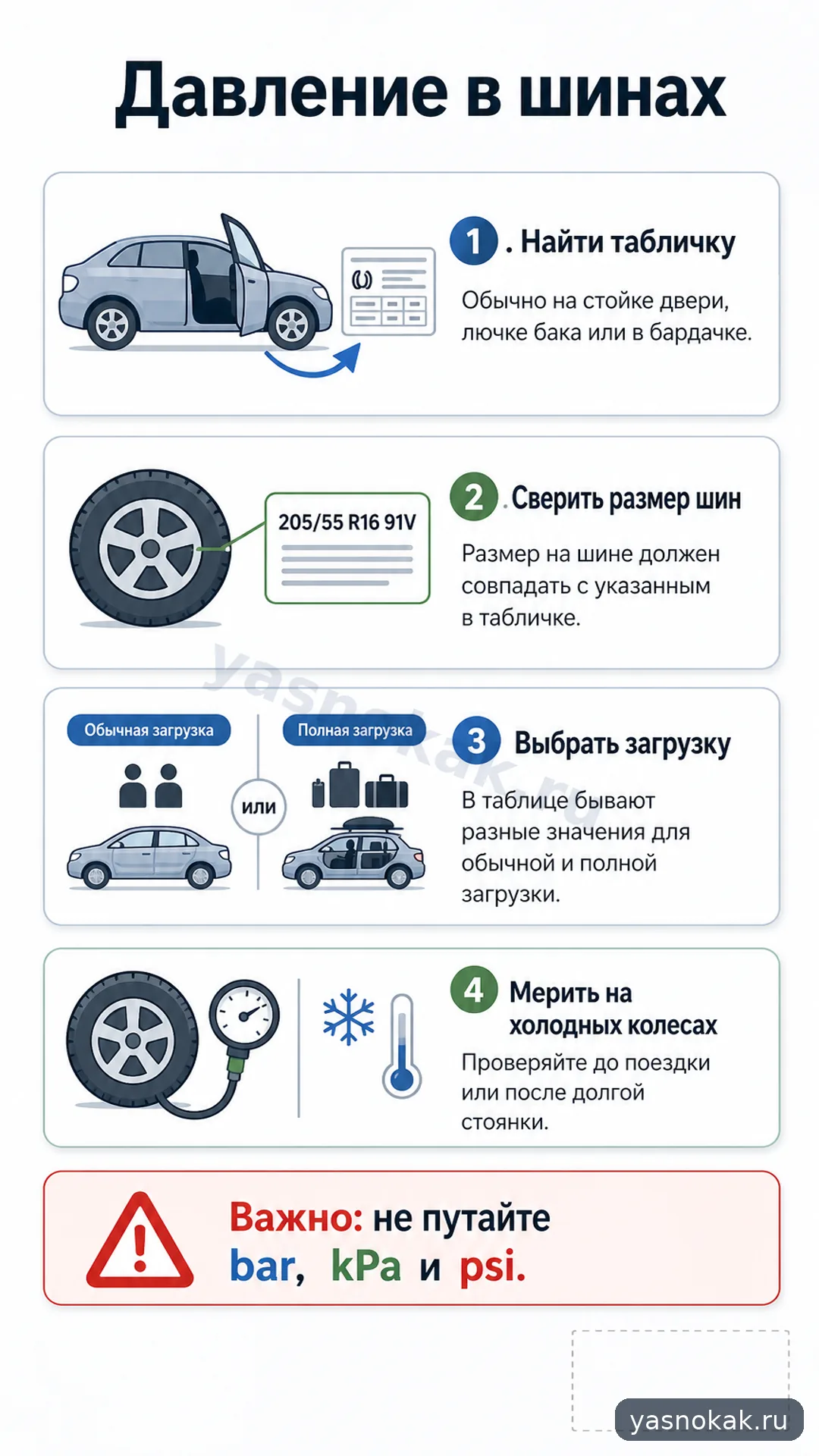 Схема: Как найти норму давления в шинах по табличке