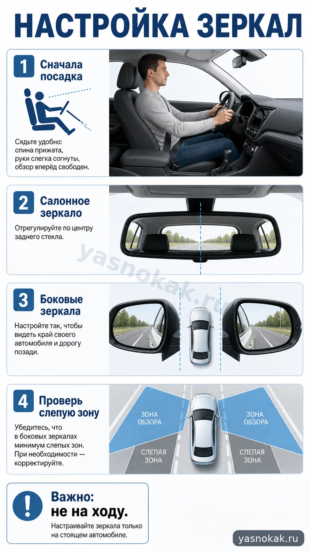 Схема: Как настроить зеркала в машине