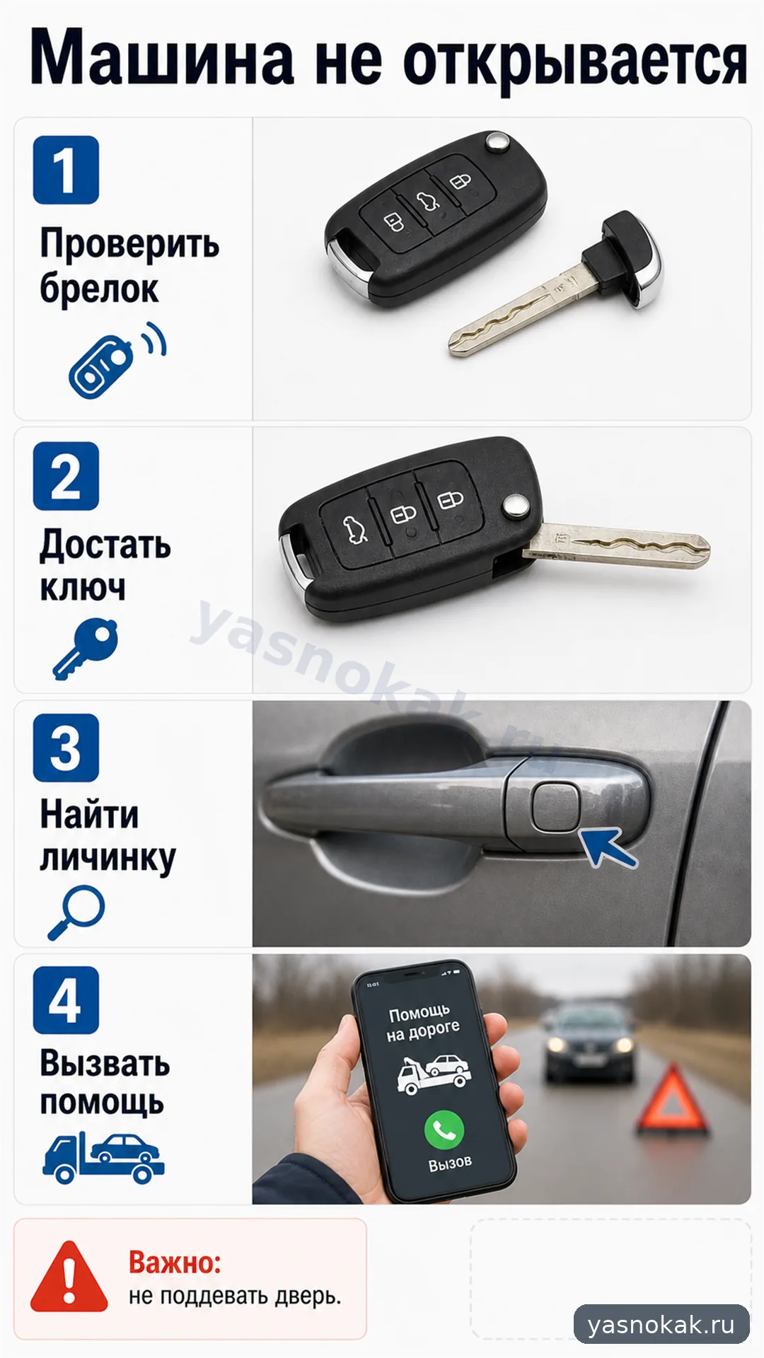 Схема: Как открыть машину, если сел аккумулятор