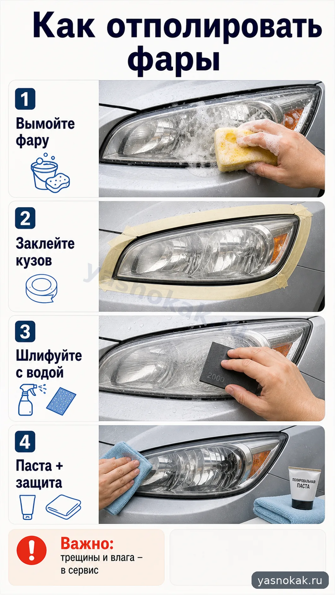 Схема: Как отполировать фары
