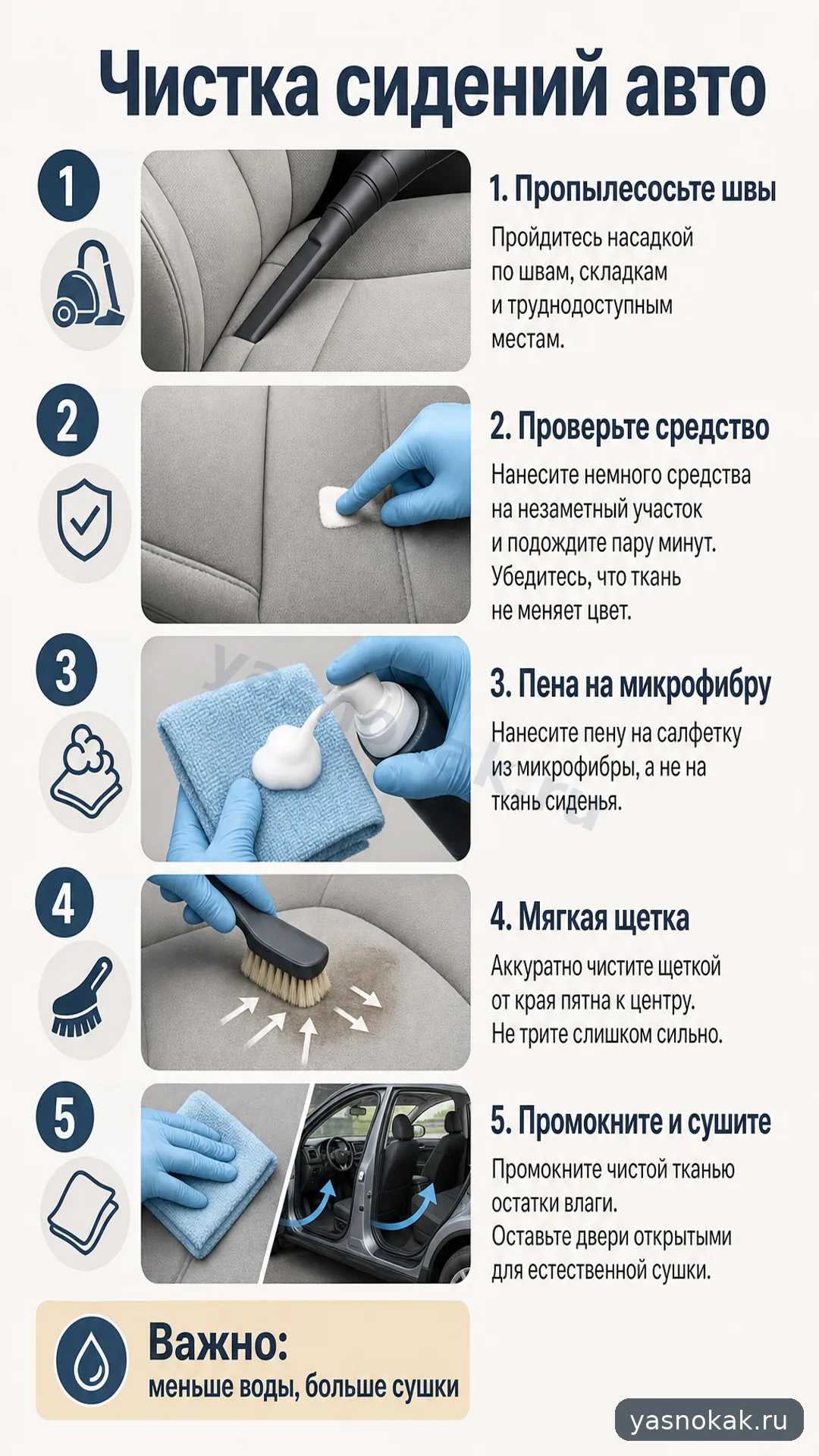 Схема: Как почистить сиденья автомобиля