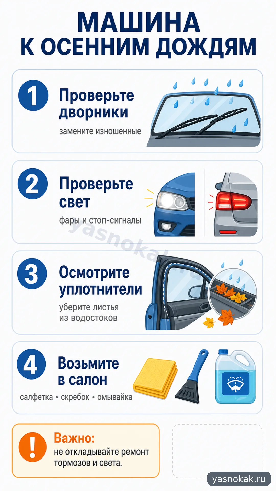 Схема: Как подготовить машину к осенним дождям