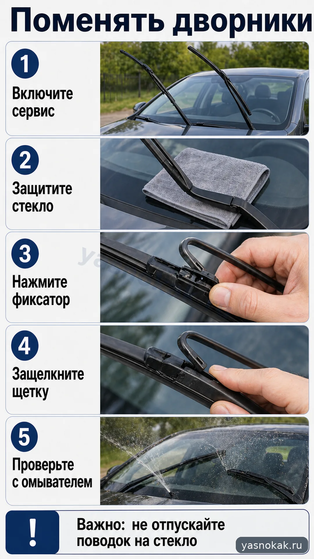 Схема: Как поменять дворники на машине