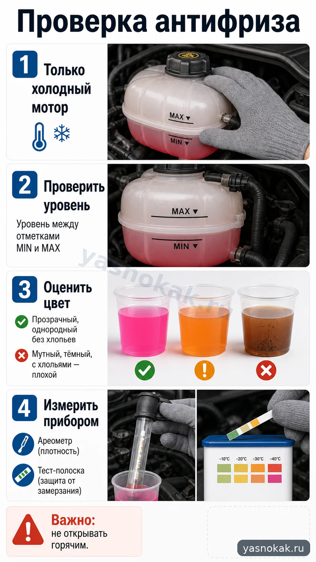 Схема: Как проверить антифриз на качество в домашних условиях