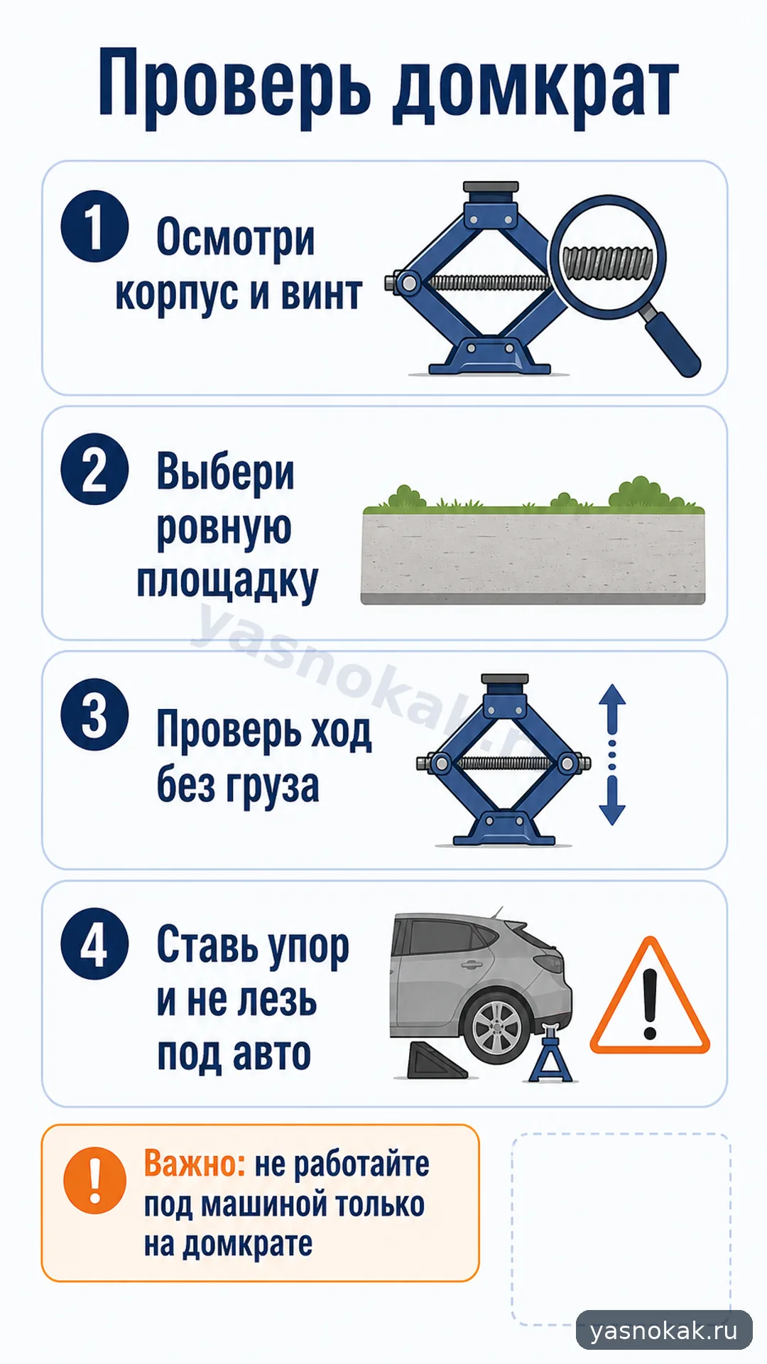 Схема: Как проверить домкрат перед использованием