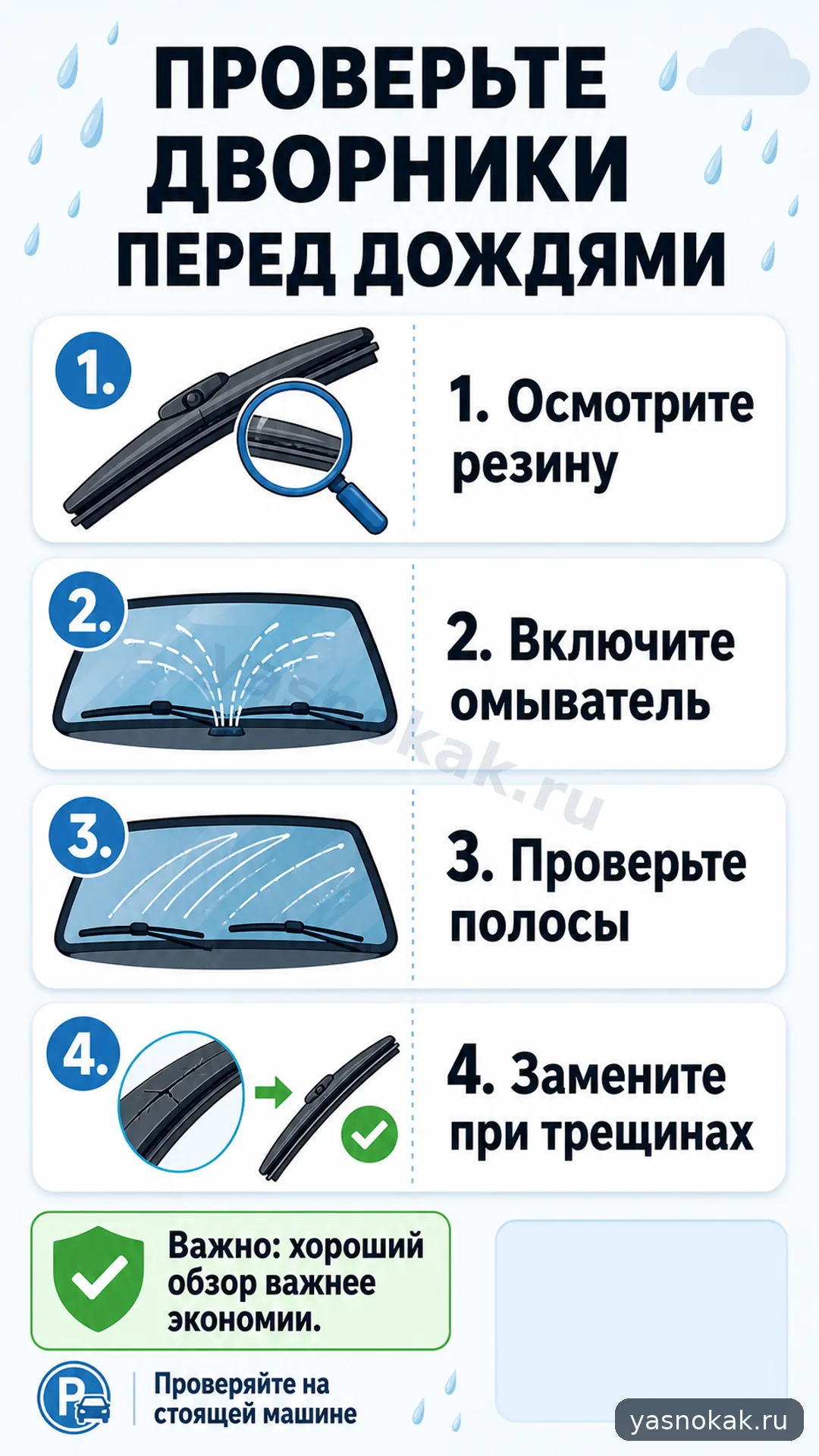 Схема: Как проверить дворники перед сезоном дождей
