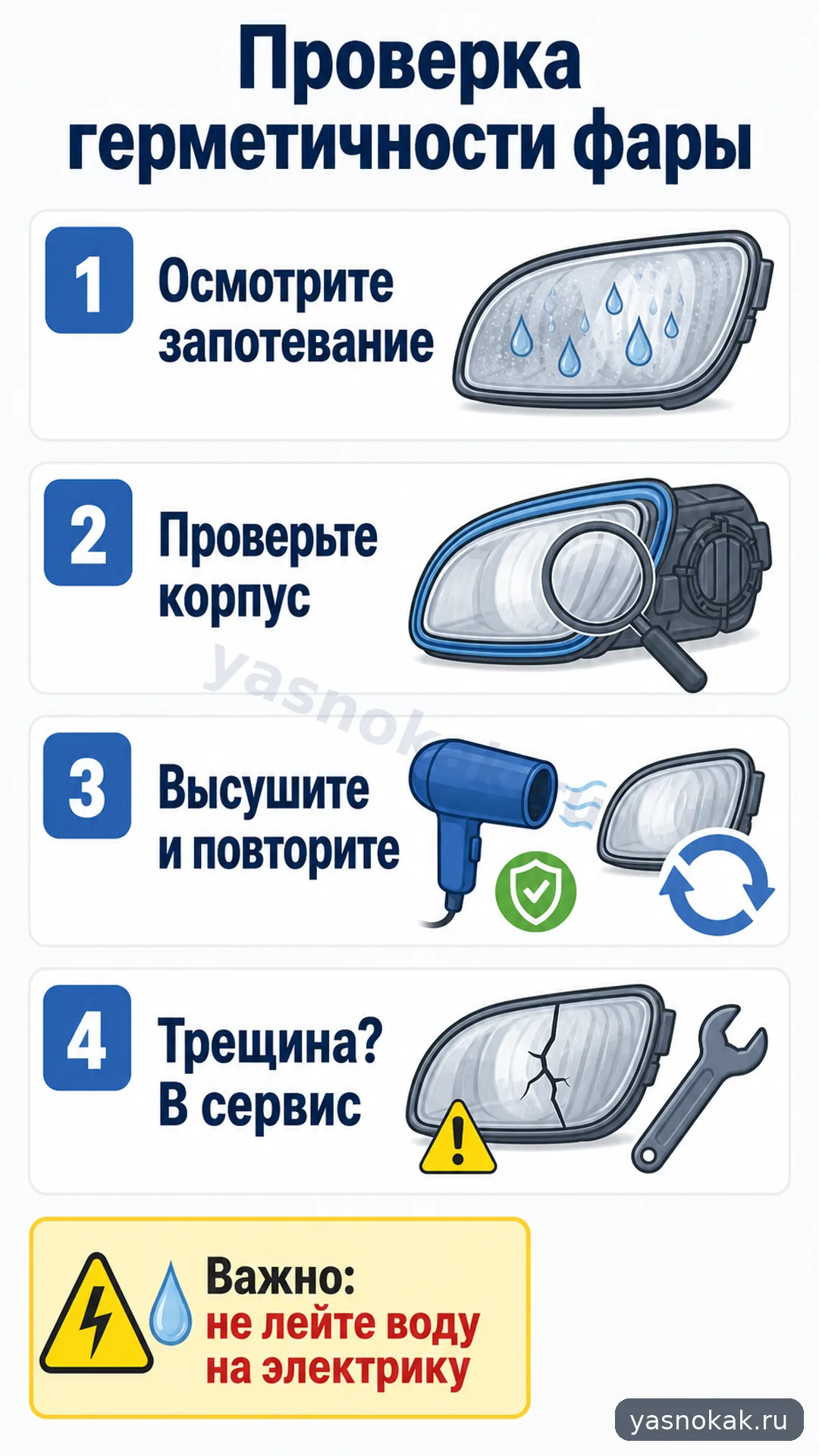 как проверить фару на герметичность