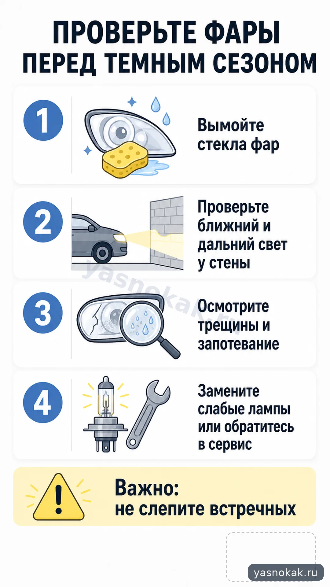 Схема: Как проверить фары автомобиля перед темным сезоном