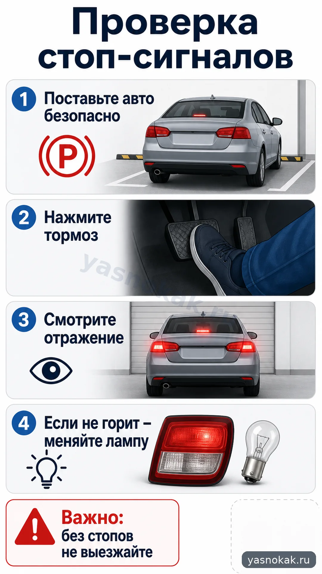 Схема: Как проверить лампы стоп-сигнала