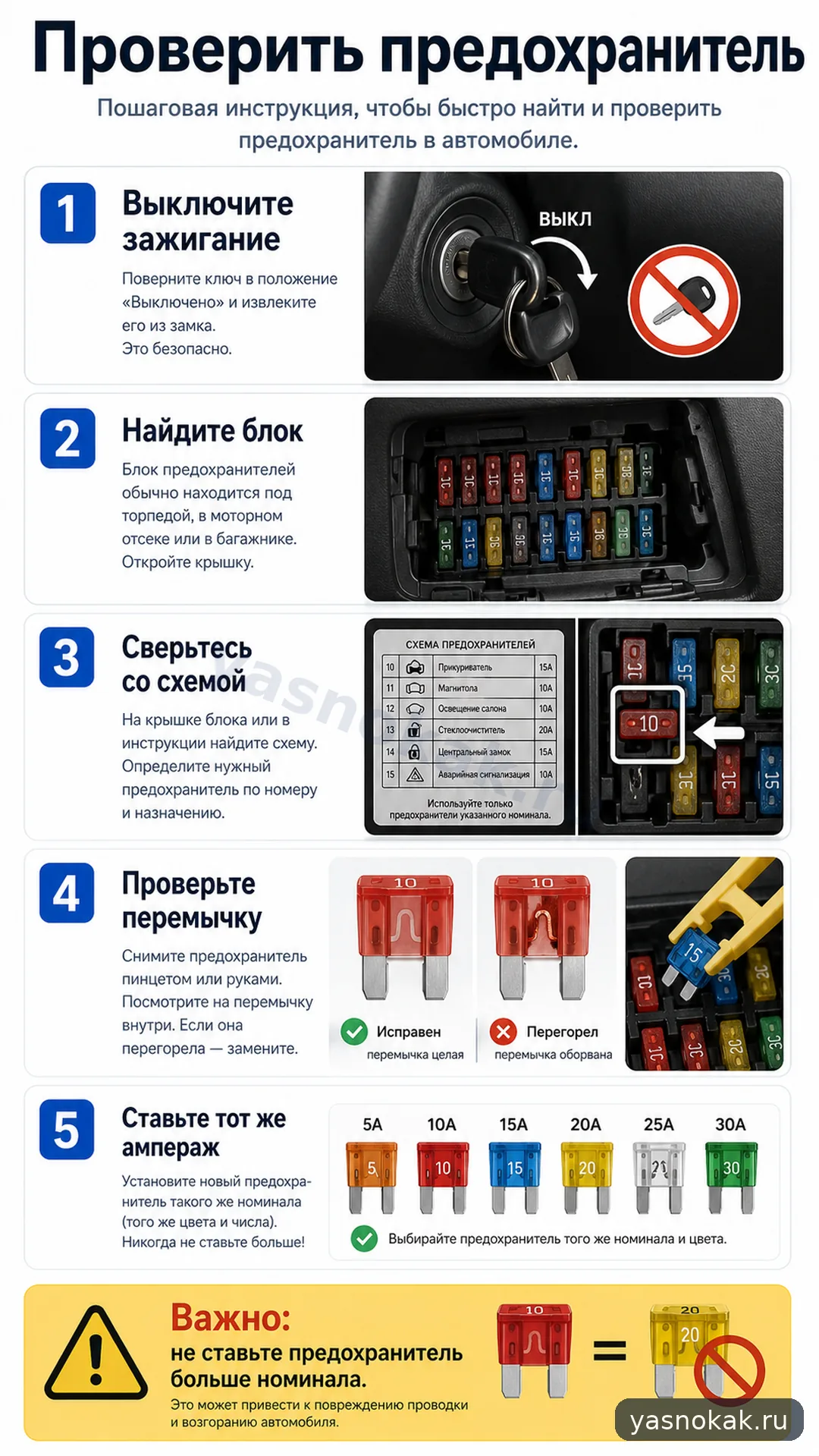 Схема: Как проверить предохранители в машине