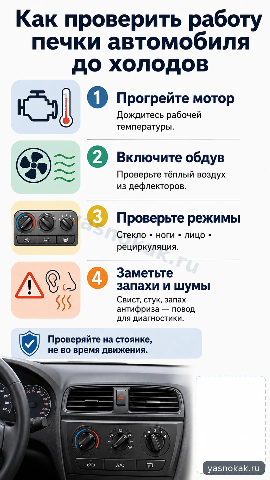 Схема: Как проверить работу печки автомобиля до холодов