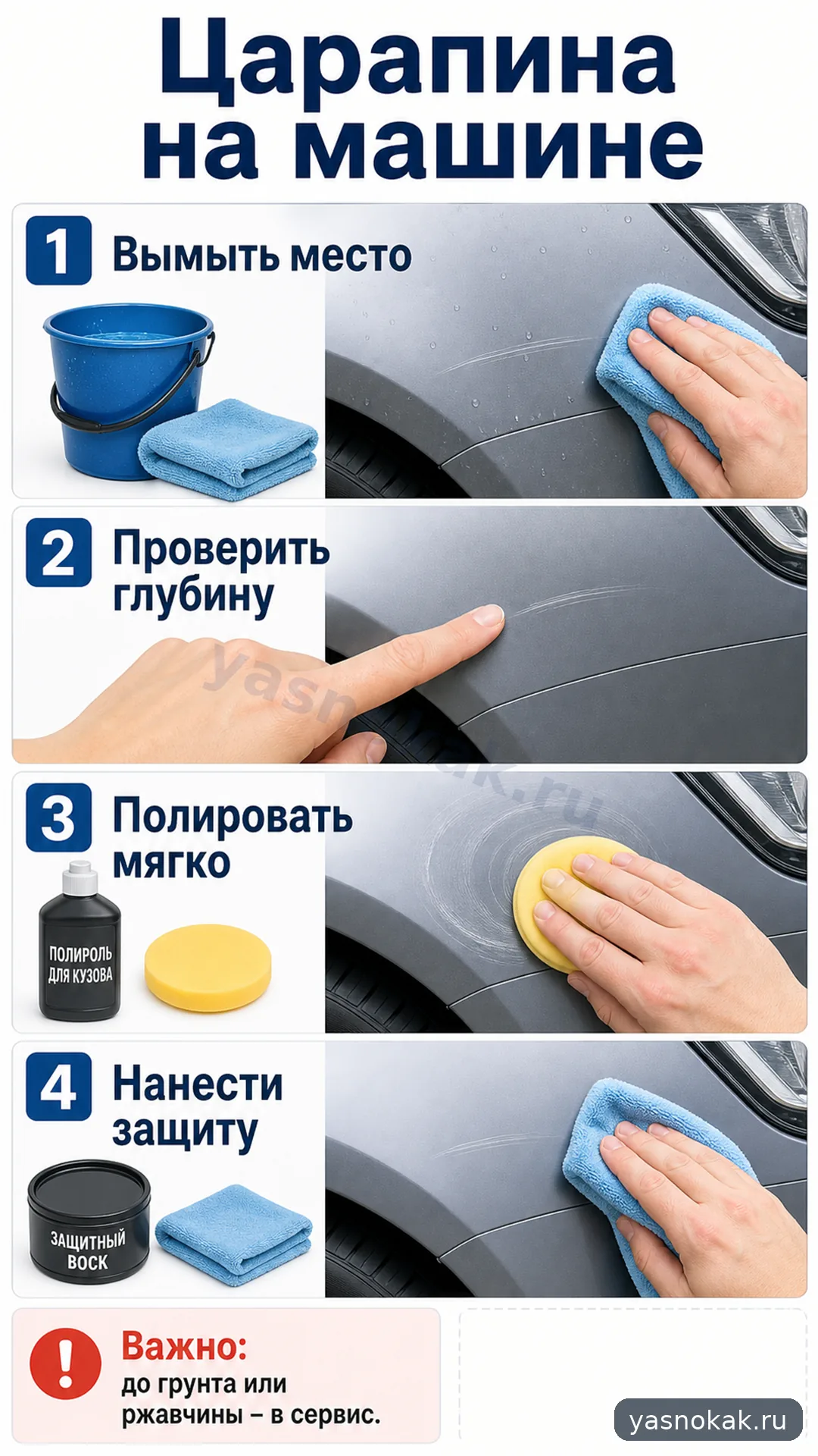 Схема: Как убрать царапину на машине