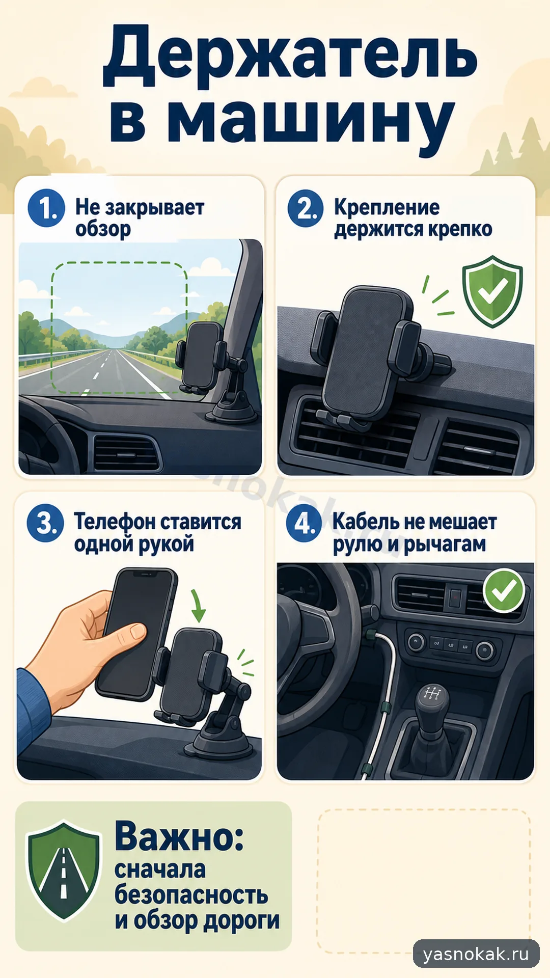 Схема: Как выбрать держатель для телефона в машину