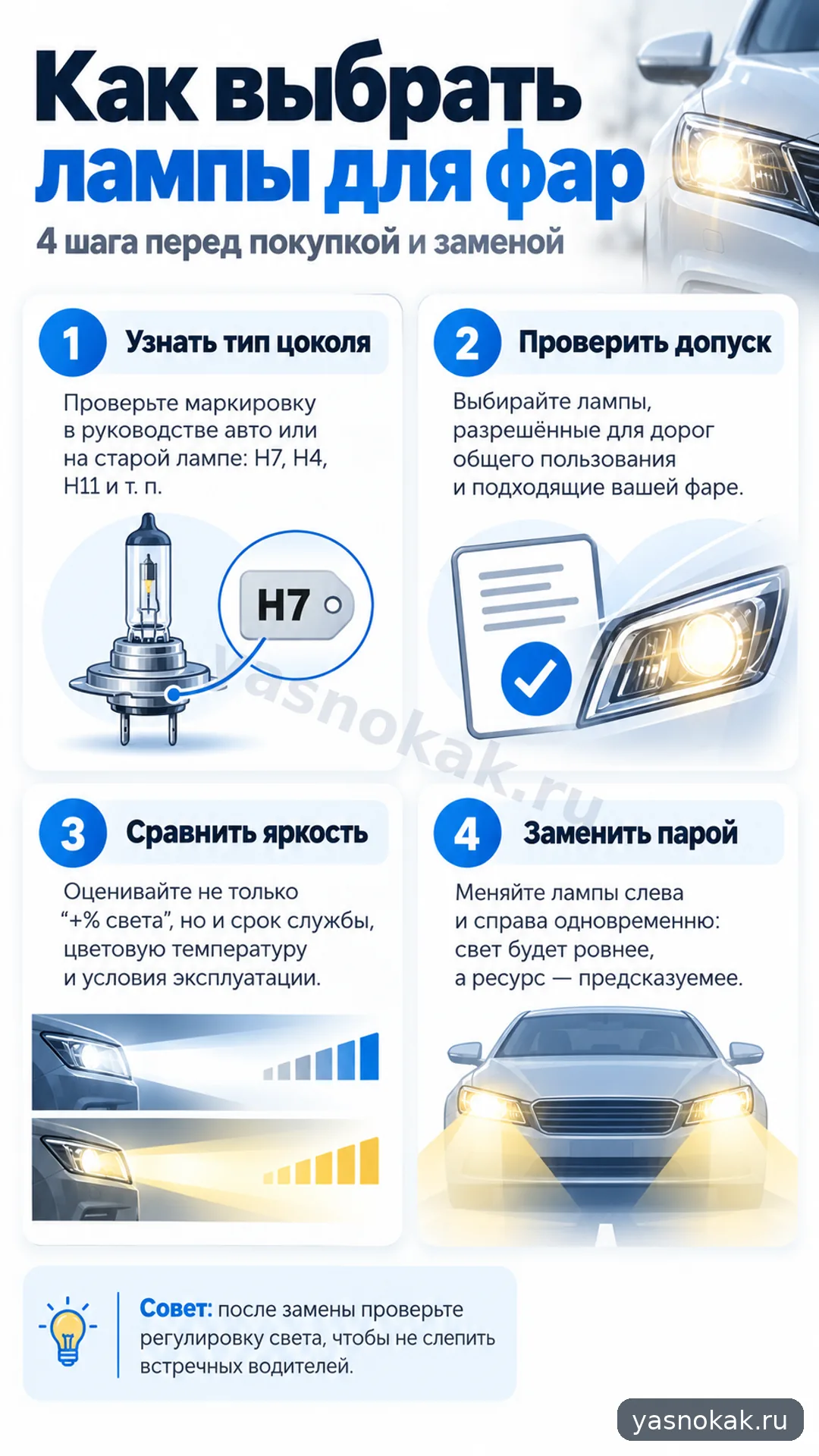 Схема: Как выбрать лампы Osram для фар