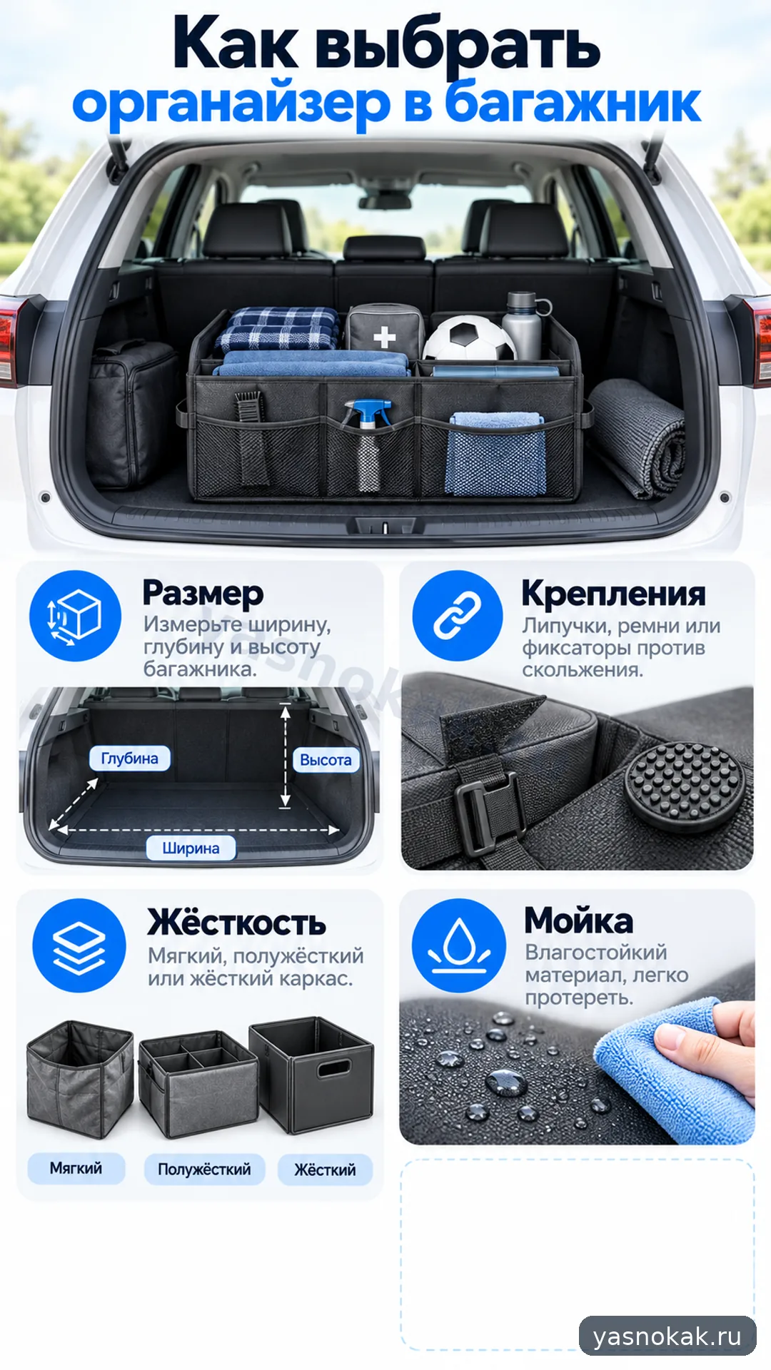 Схема: Как выбрать органайзер в багажник