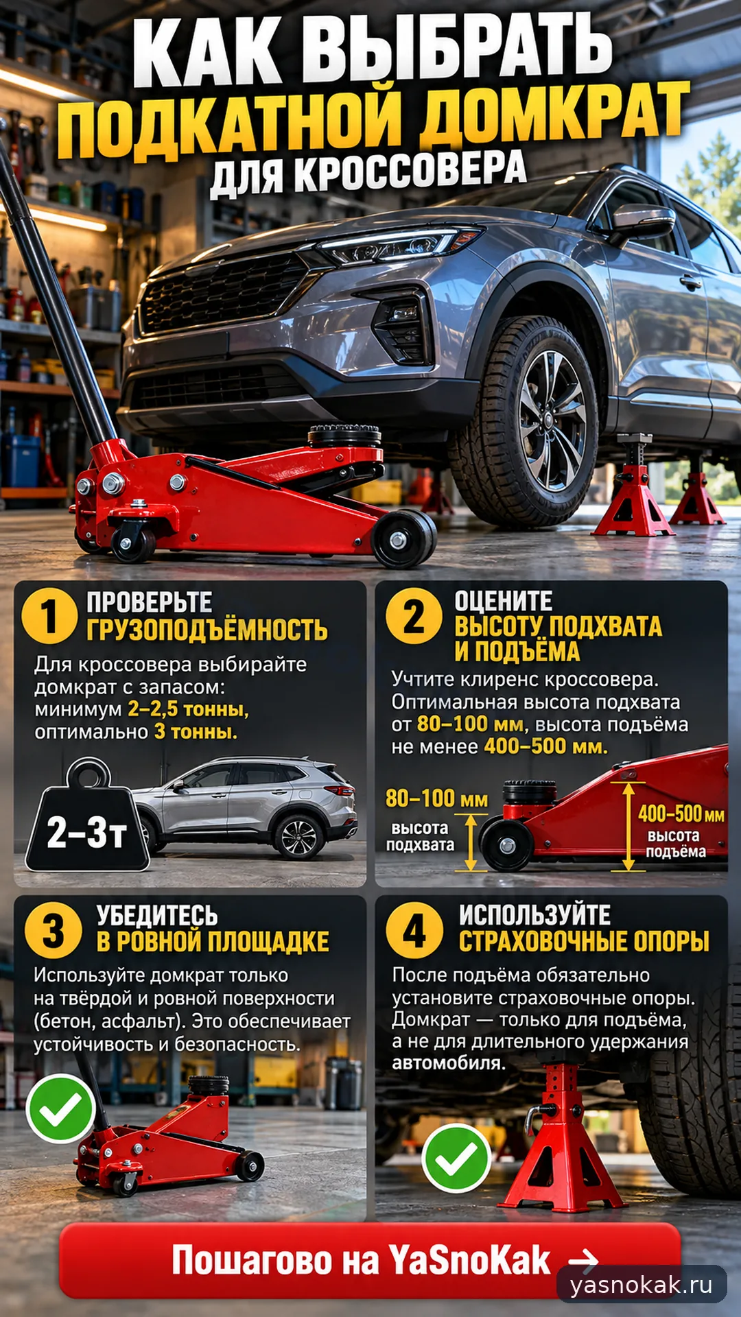 Схема: Как выбрать подкатной домкрат для кроссовера