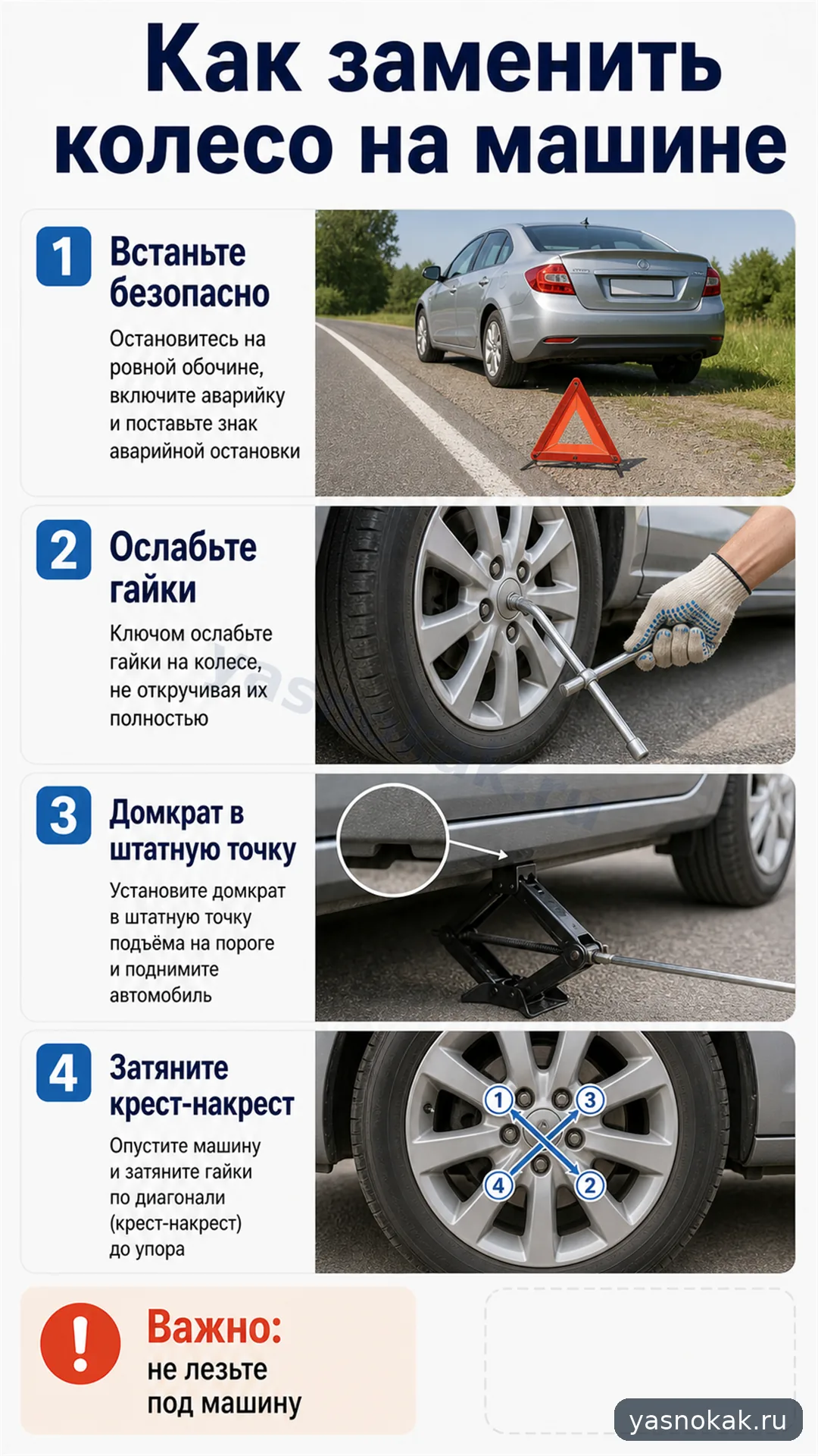 Схема: Как заменить колесо на машине