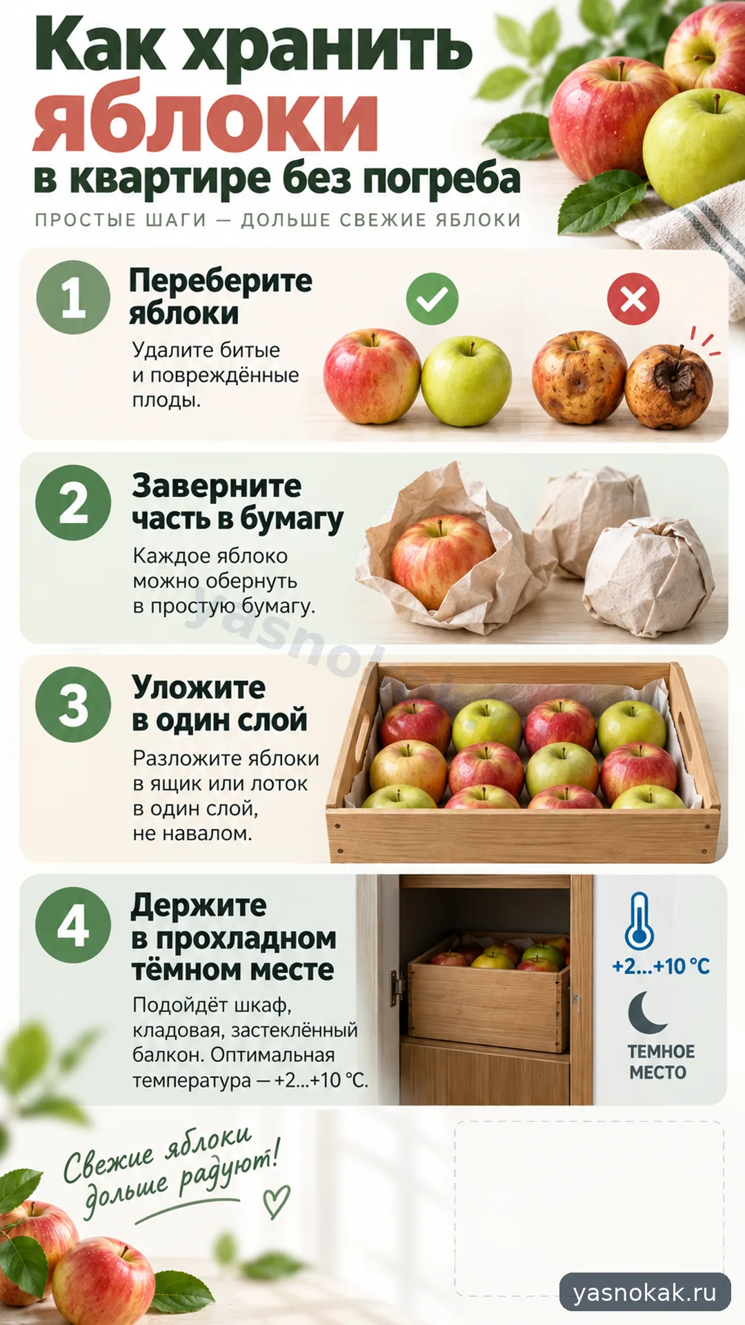 Схема: Как хранить яблоки в квартире без погреба
