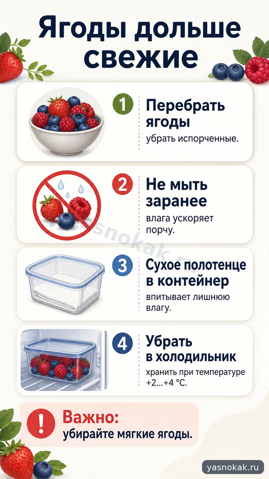 Схема: Как хранить ягоды в холодильнике дольше