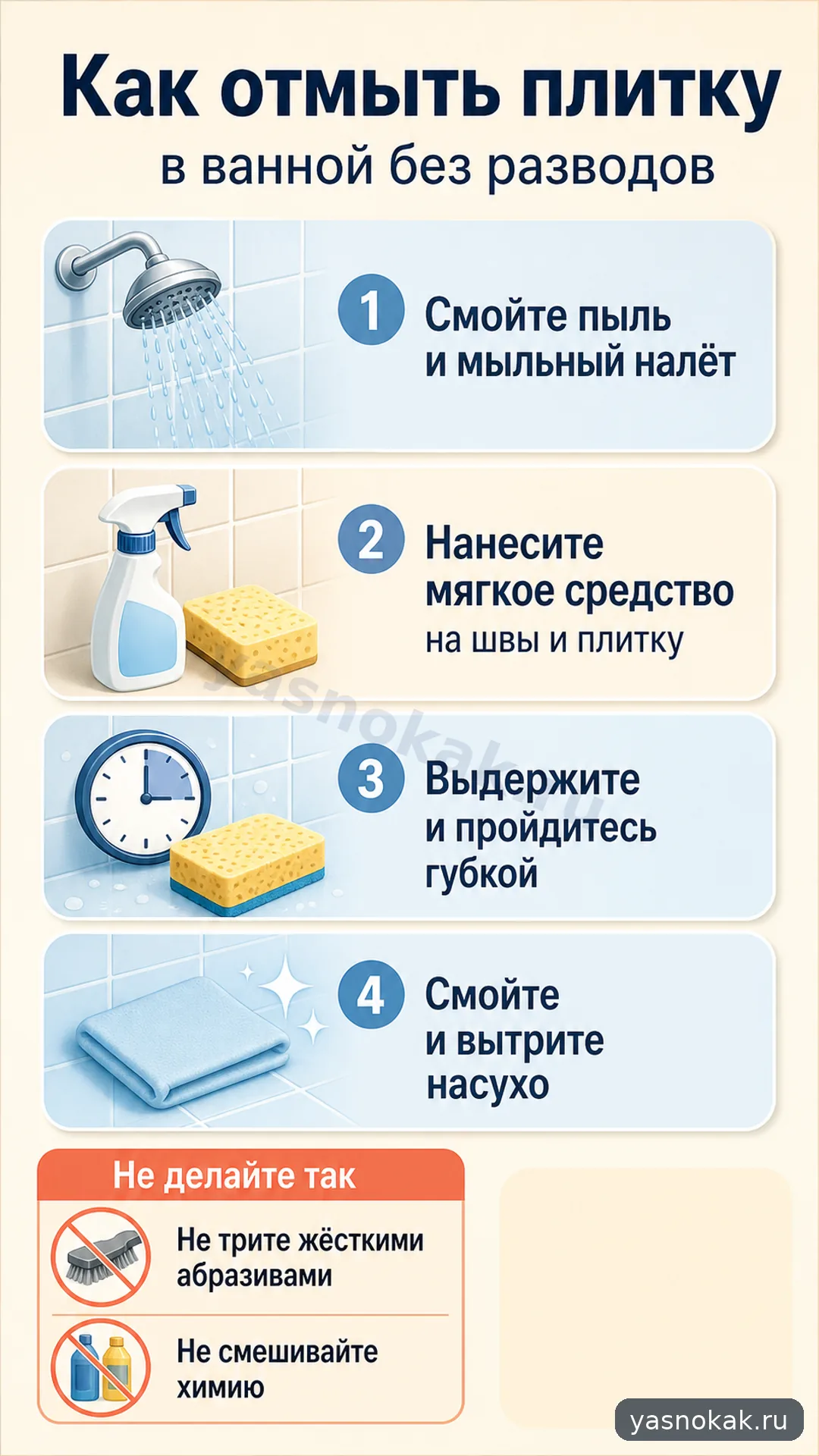 Схема: Как отмыть плитку в ванной