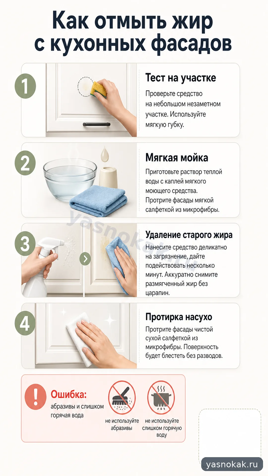 Схема: Как отмыть жир с кухонных фасадов