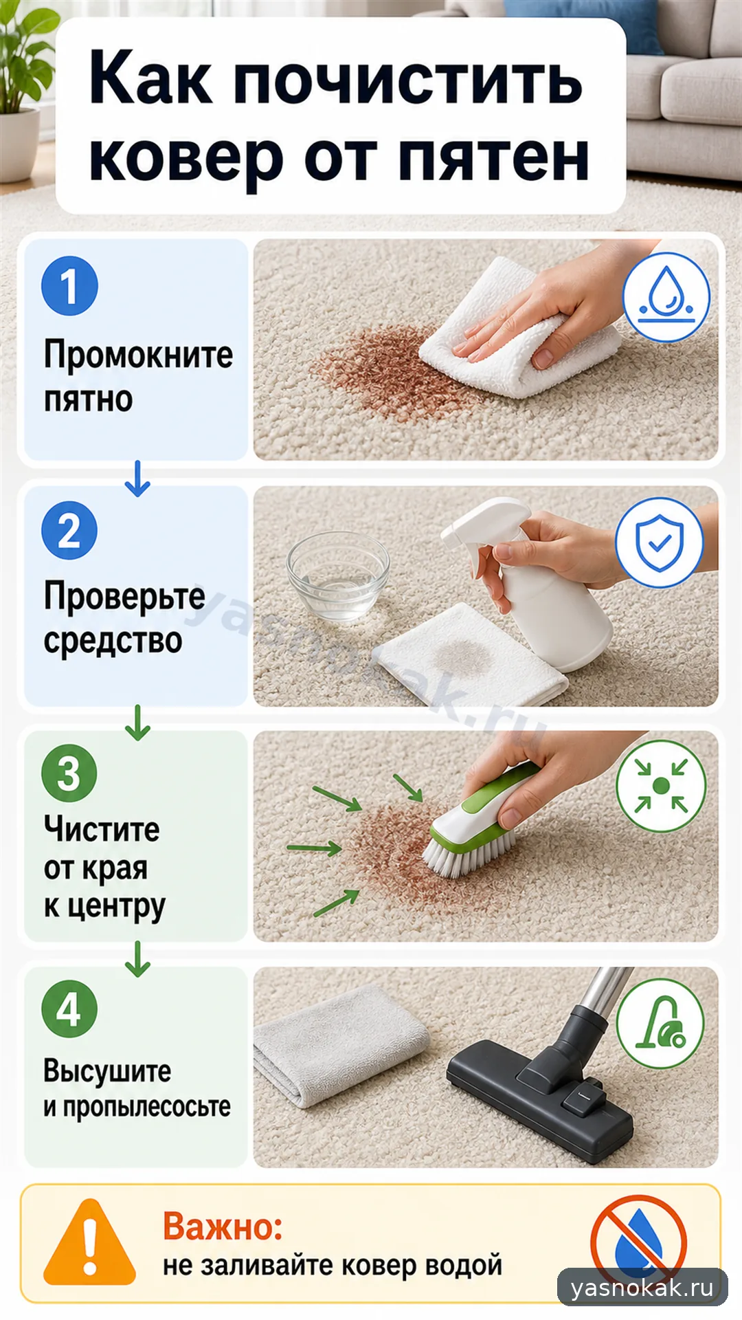 Схема: Как почистить ковер от пятен