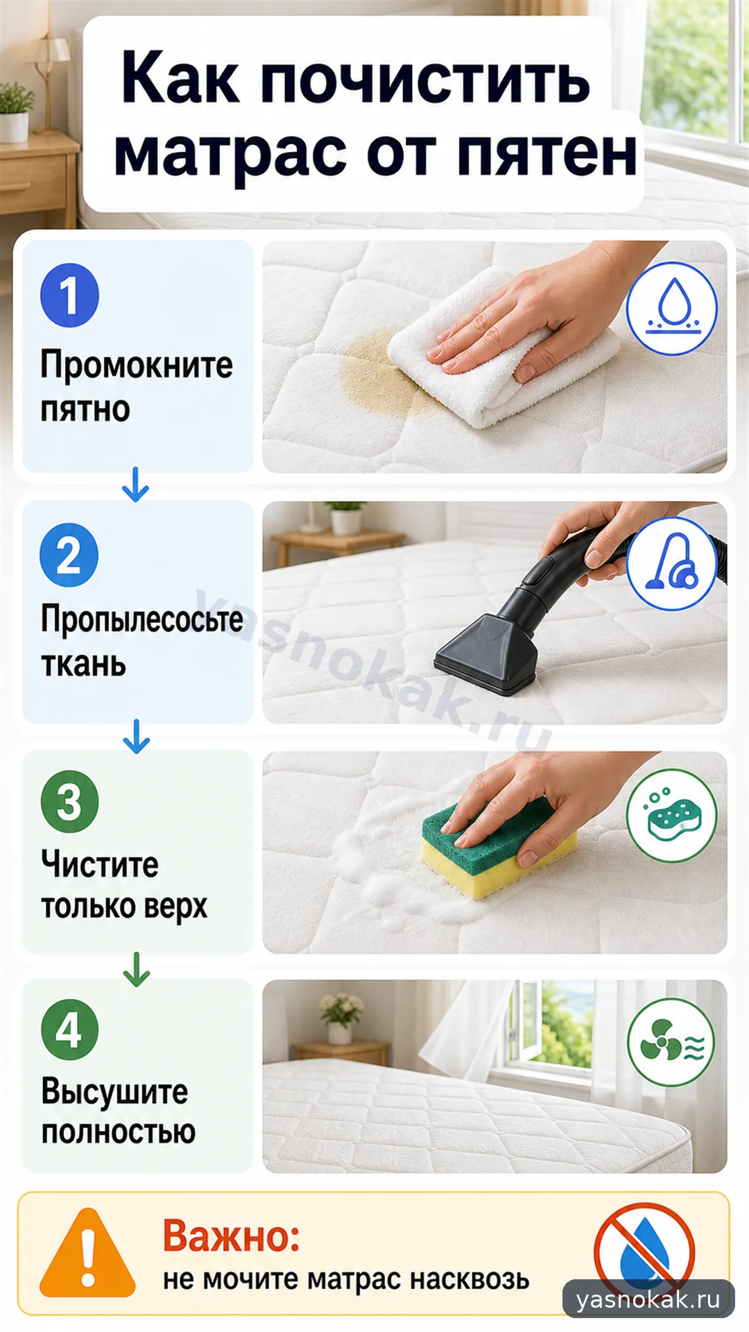 Схема: Как почистить матрас от пятен