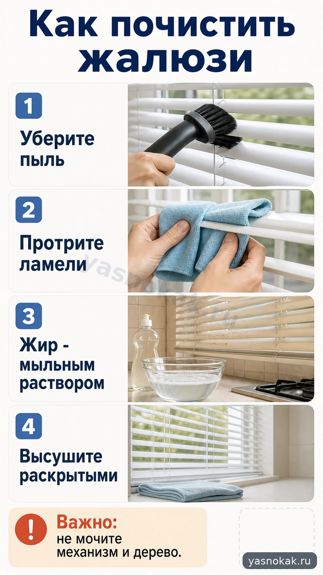 Схема: Как почистить жалюзи