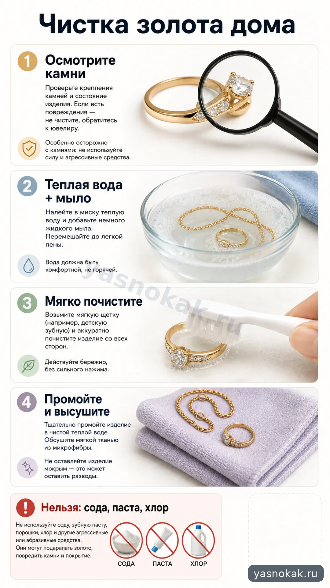 Схема: Как почистить золото в домашних условиях