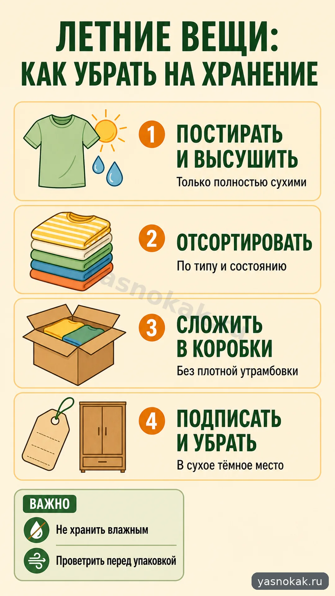 Схема: Как подготовить летние вещи к хранению до следующего сезона