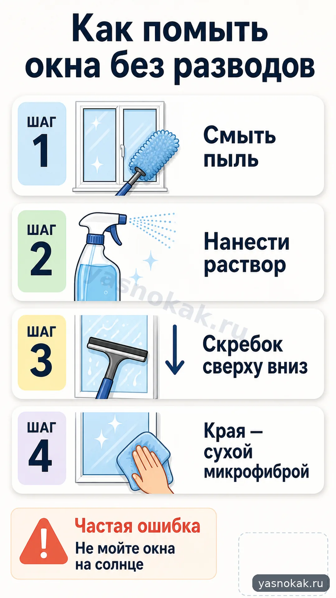 Схема: Как помыть окна без разводов