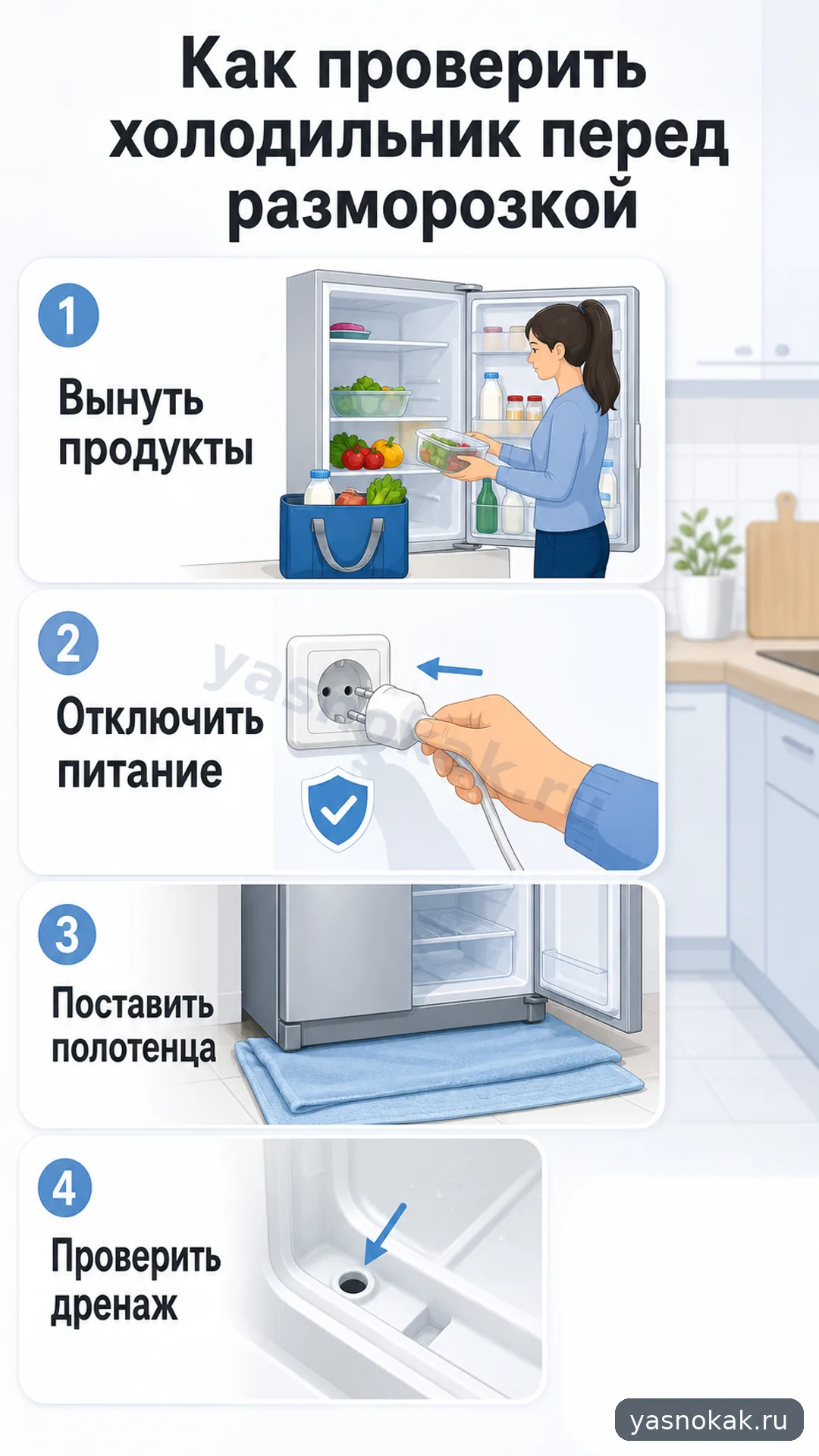 Схема: Как проверить холодильник перед разморозкой