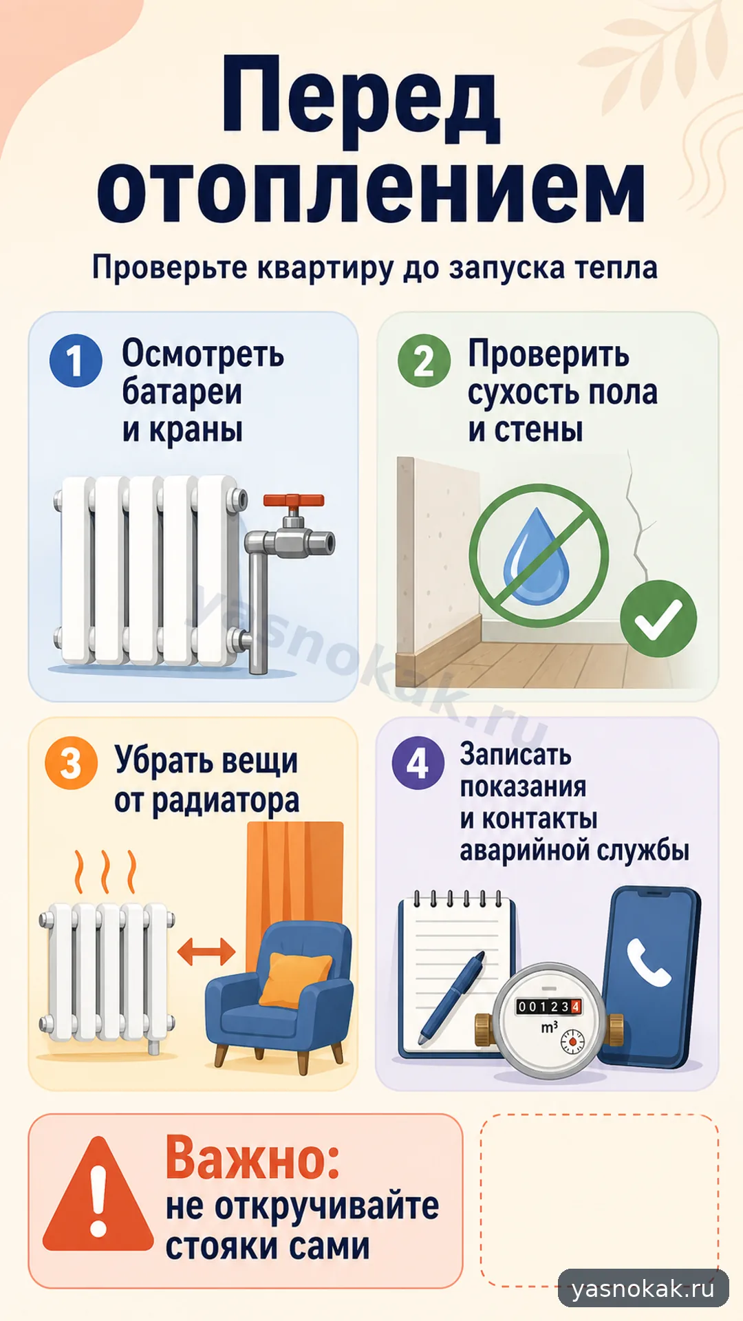 Схема: Как проверить квартиру перед началом отопительного сезона