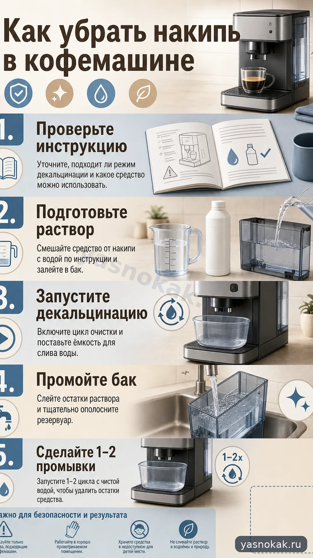 Схема: Как убрать накипь в кофемашине