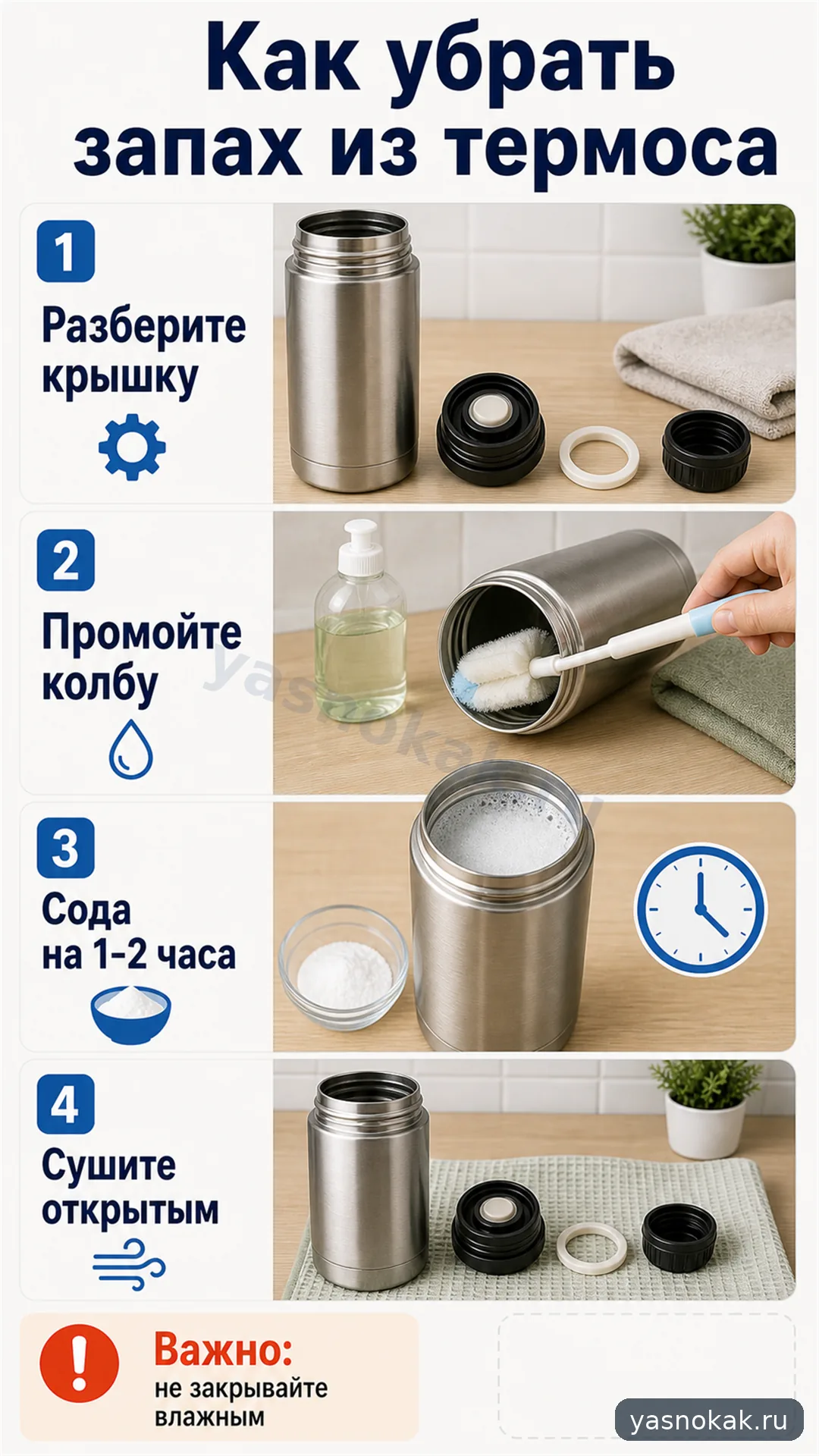 Схема: Как убрать запах из термоса