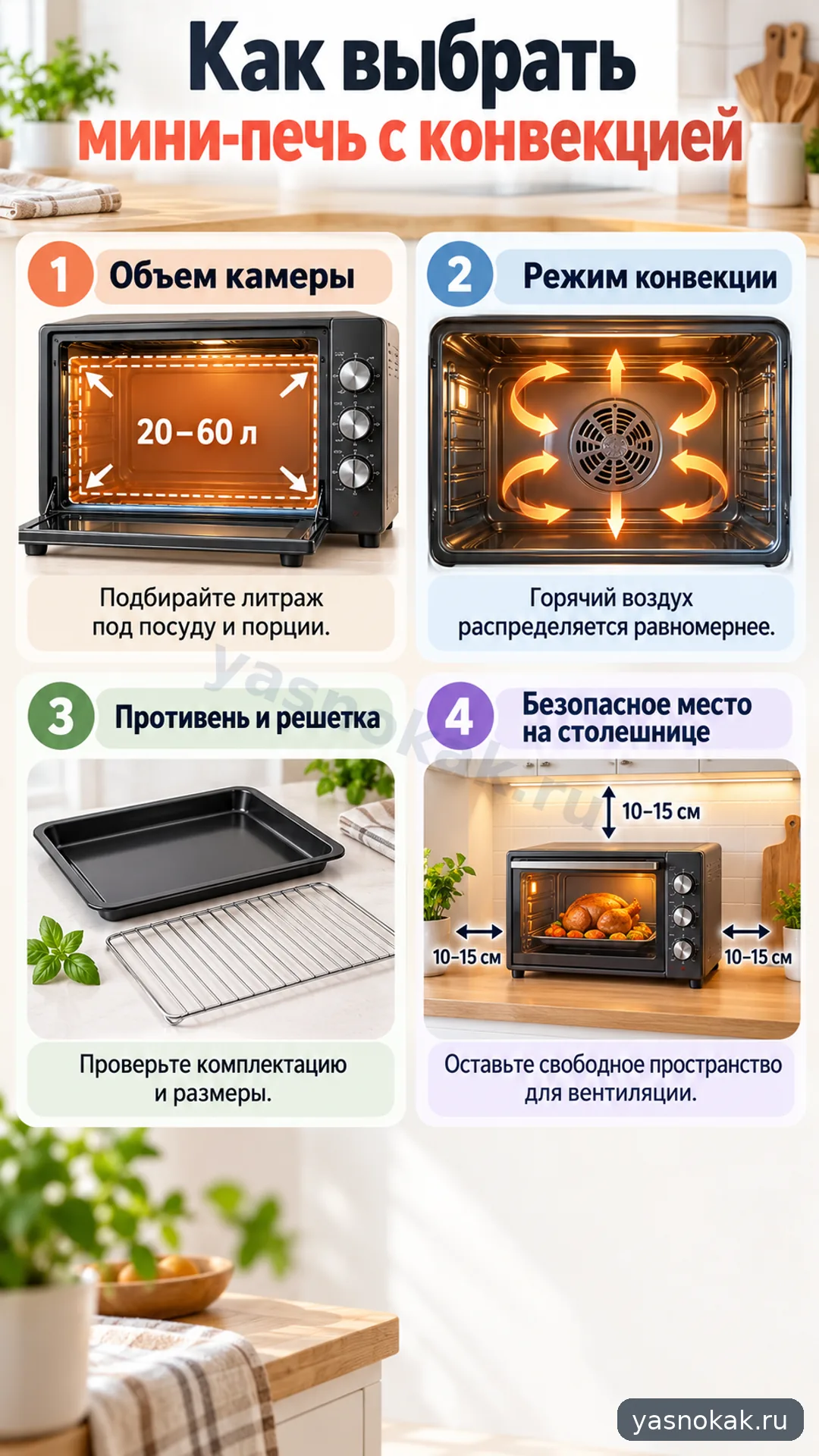 Схема: Как выбрать мини-печь с конвекцией