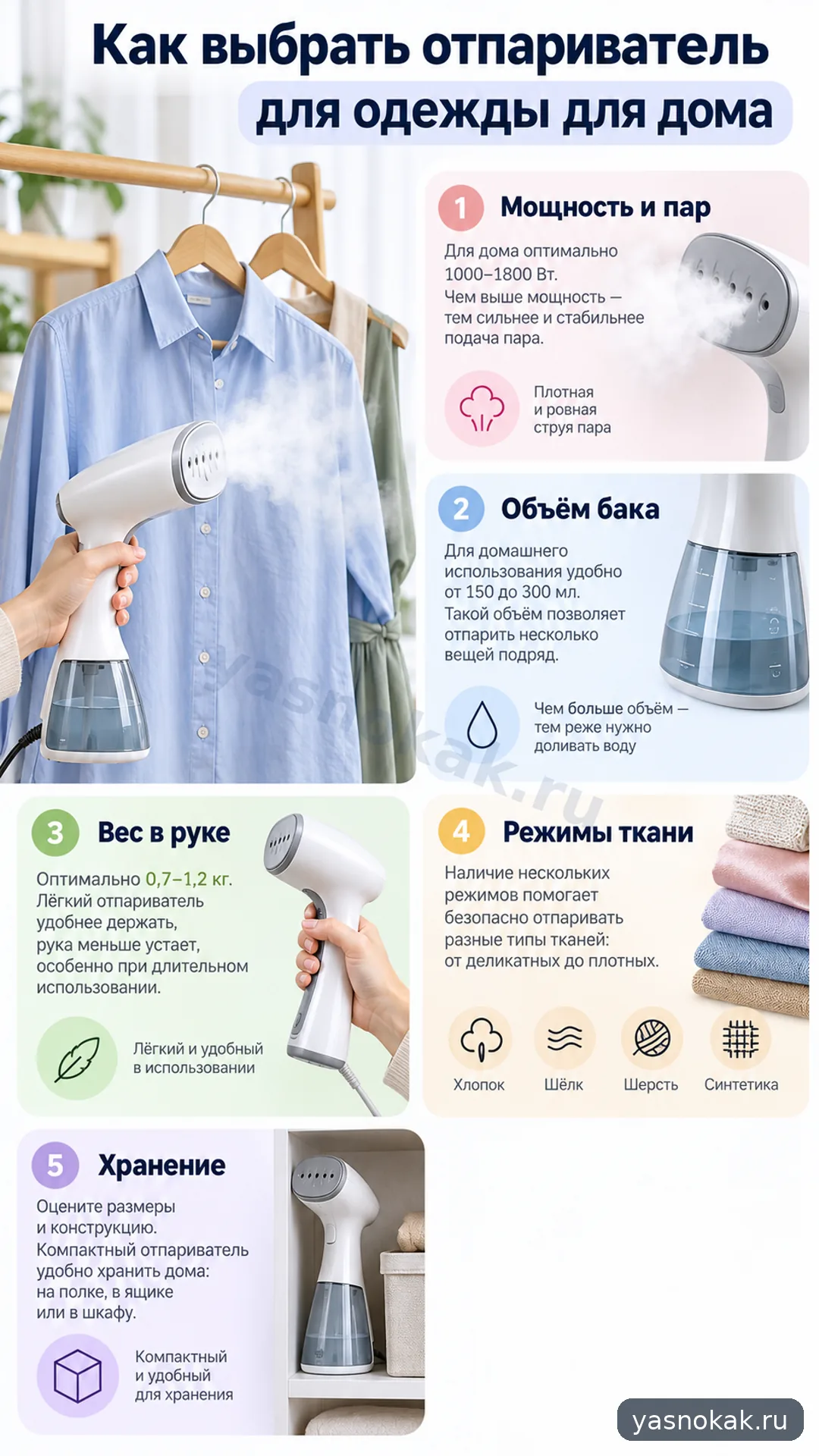 Схема: Как выбрать отпариватель для одежды для дома