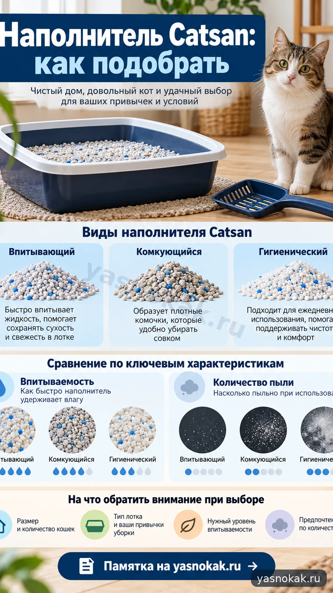 Схема: Как подобрать наполнитель Catsan для лотка