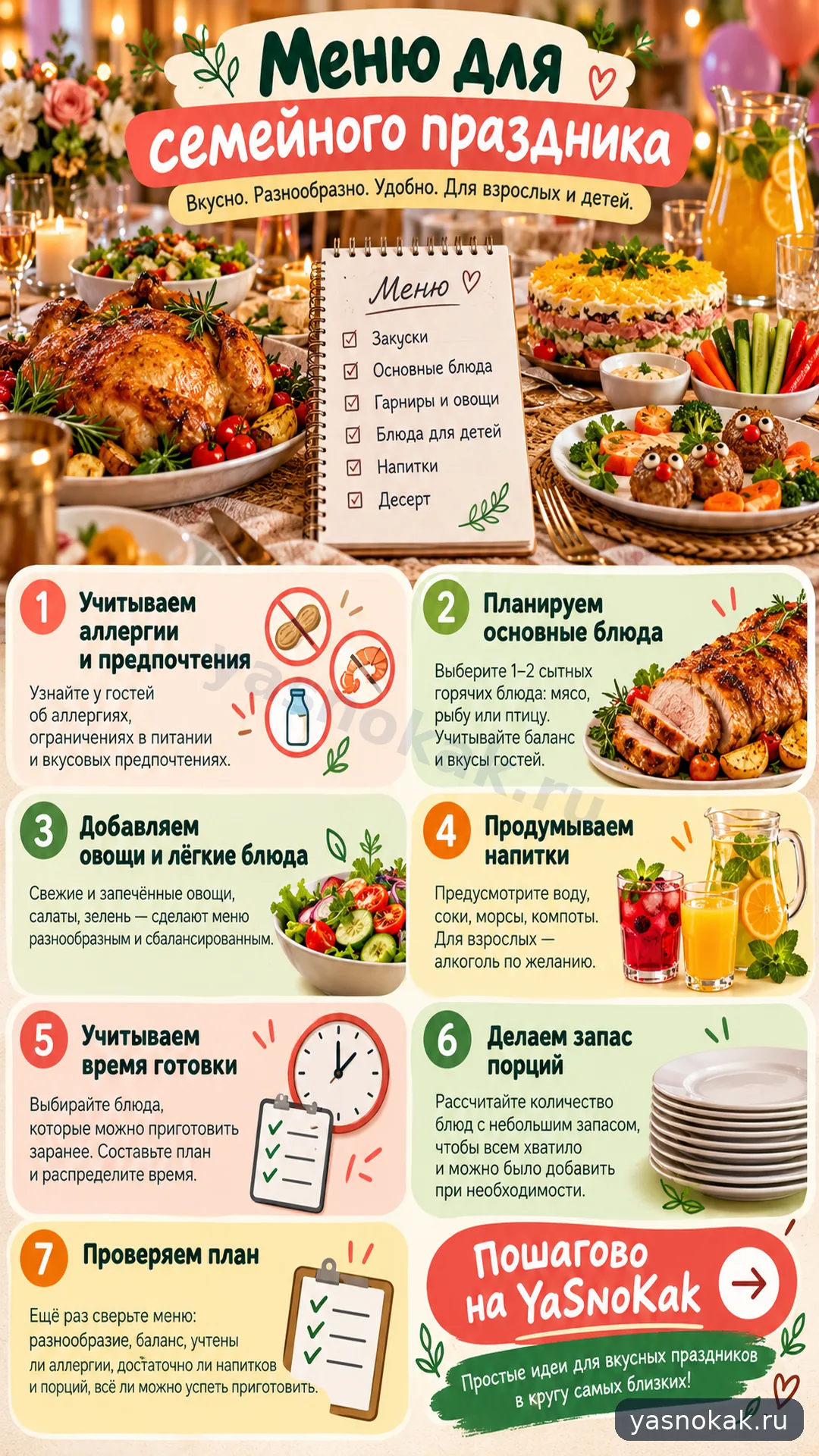Схема: Как составить меню для семейного праздника