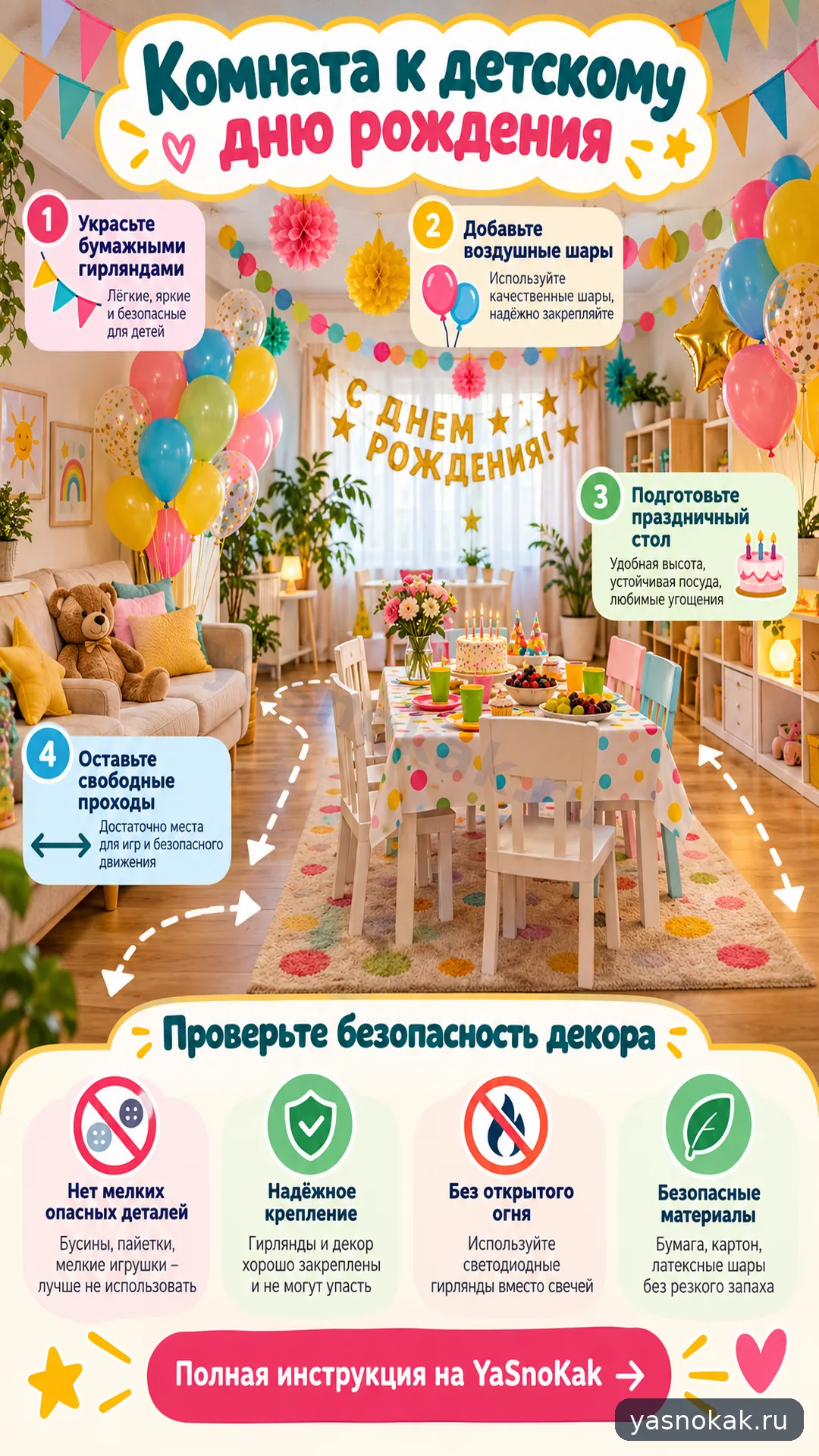 Схема: Как украсить комнату к детскому дню рождения