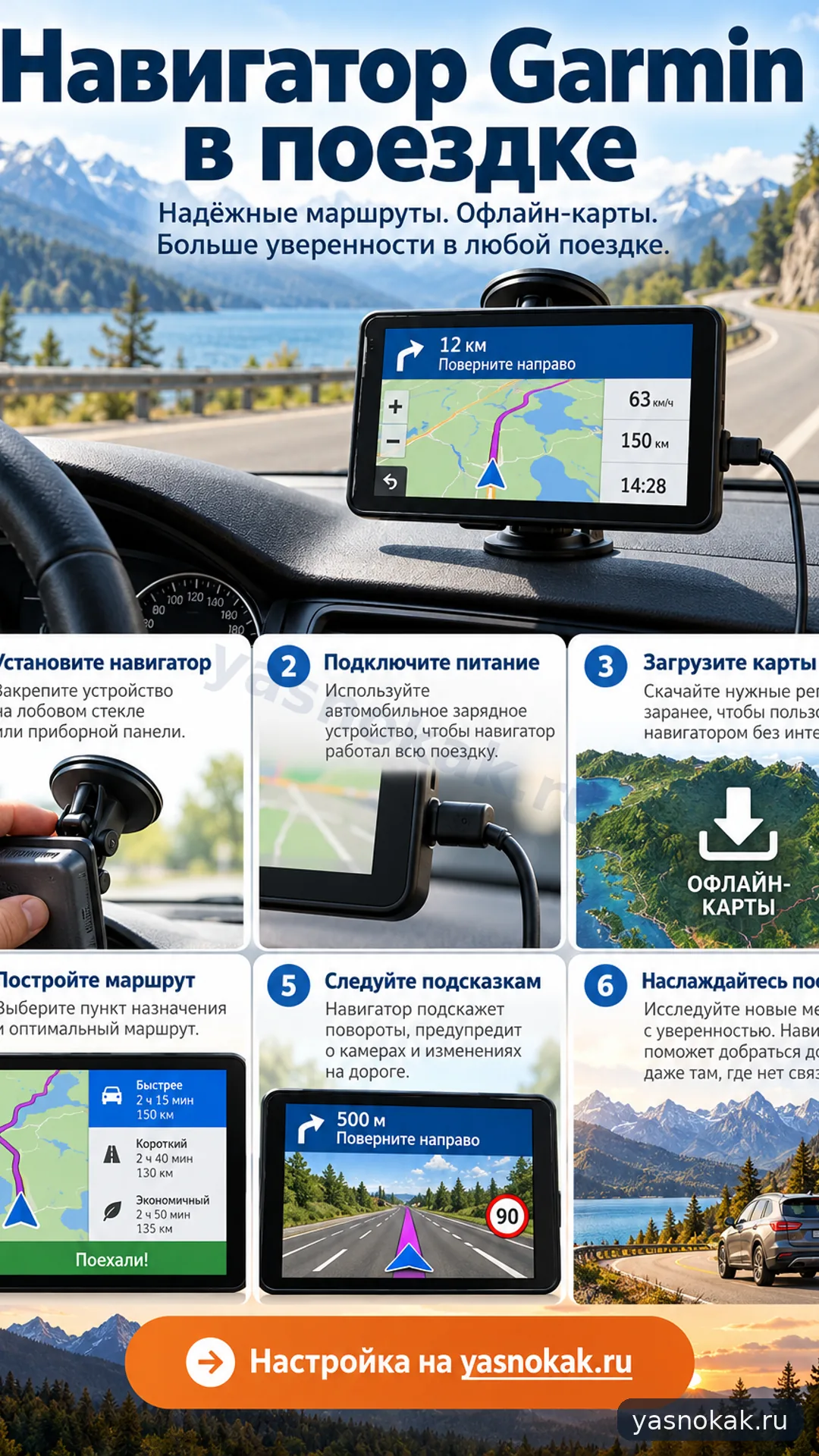 Схема: Как пользоваться навигатором Garmin в поездке