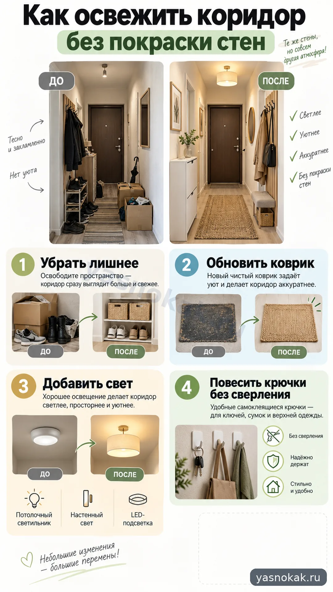 Схема: Как освежить коридор без покраски стен