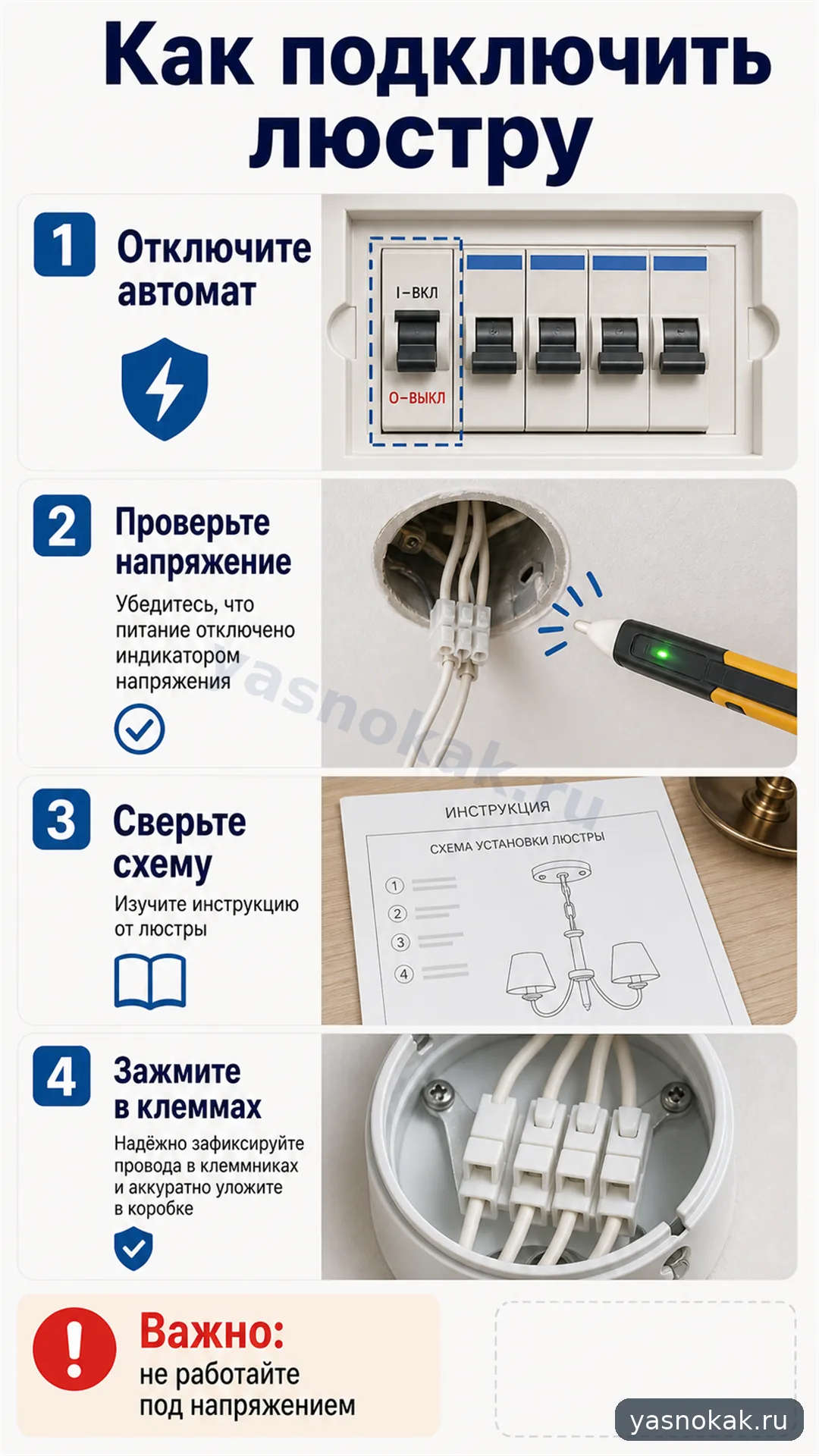Схема: Как подключить люстру
