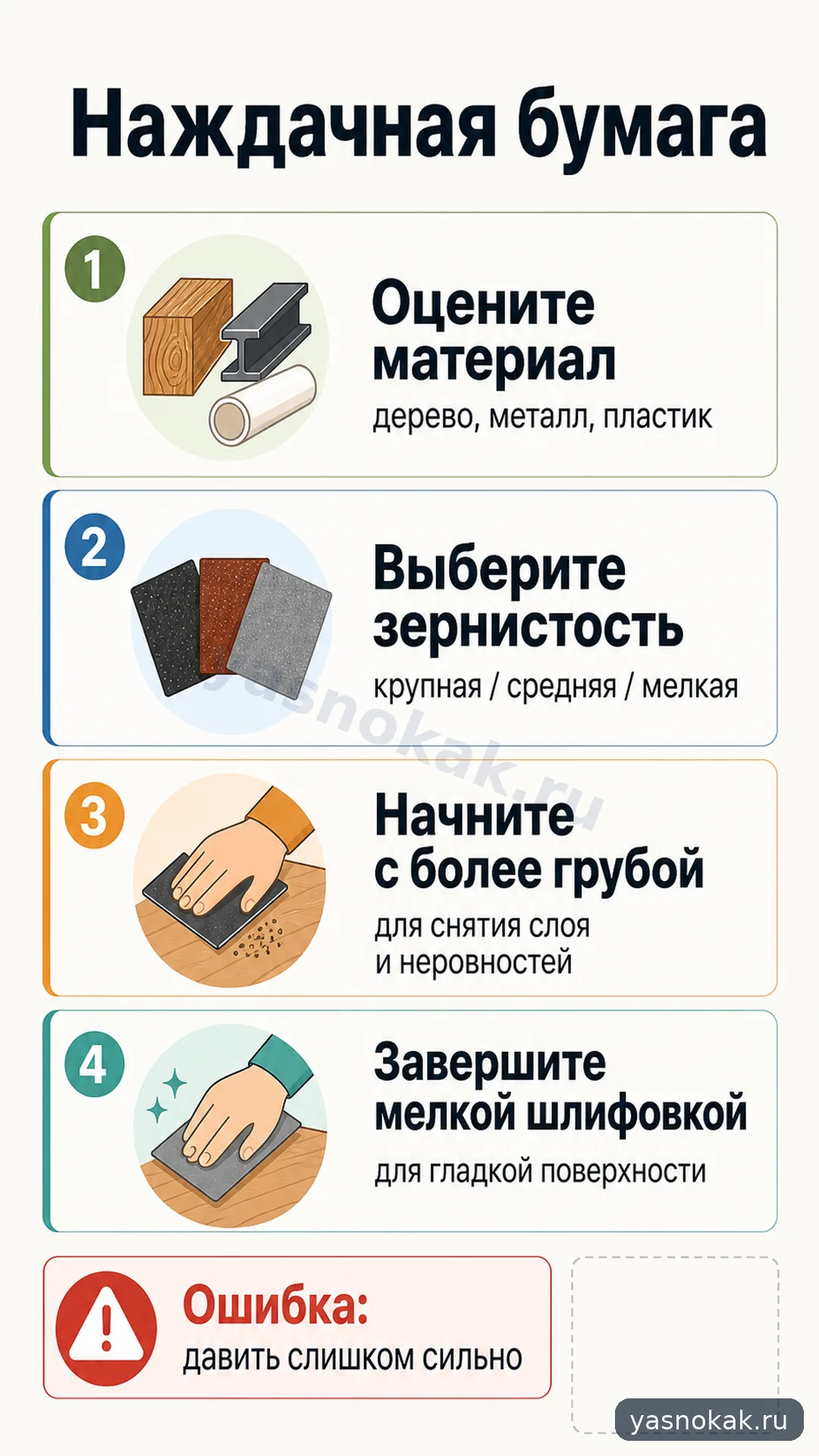 Схема: Как подобрать наждачную бумагу для шлифовки