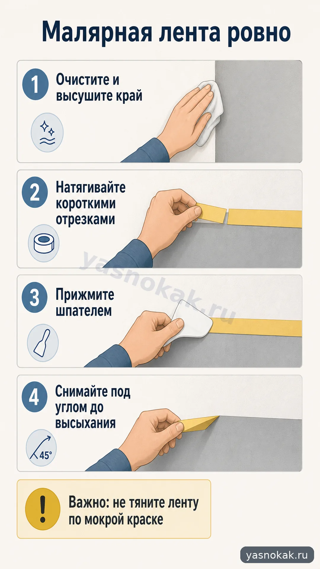 Схема: Как поклеить малярную ленту ровно