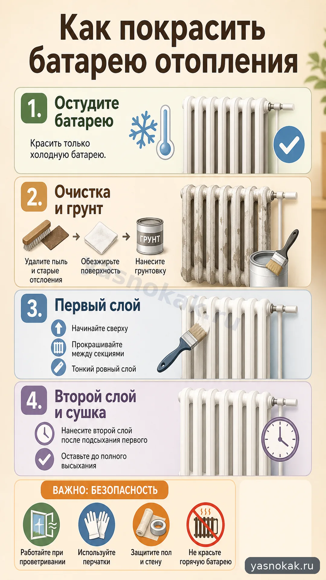 Схема: Как покрасить батарею отопления